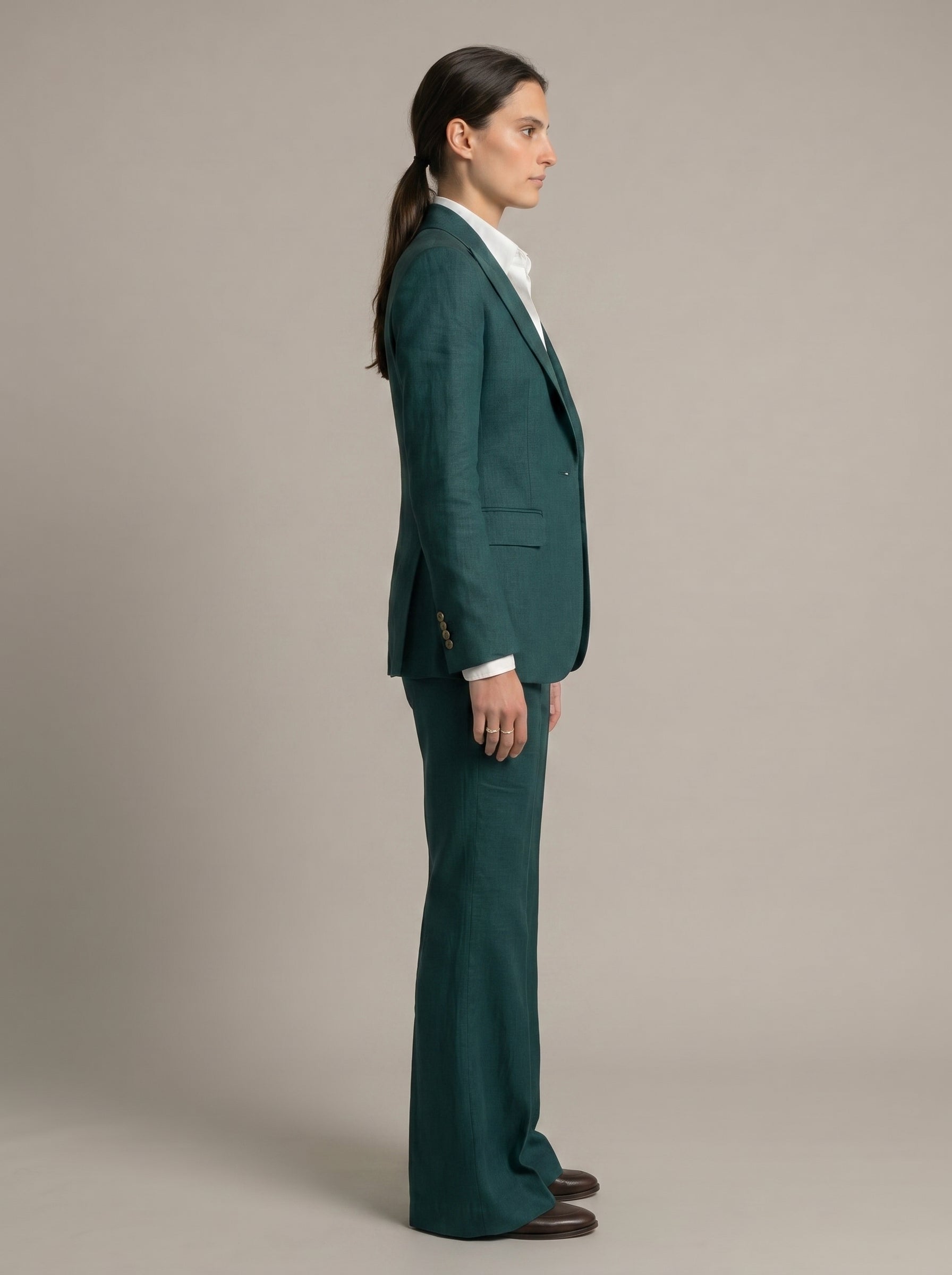 Sphinx Single Breasted Forest Green Linen Suit