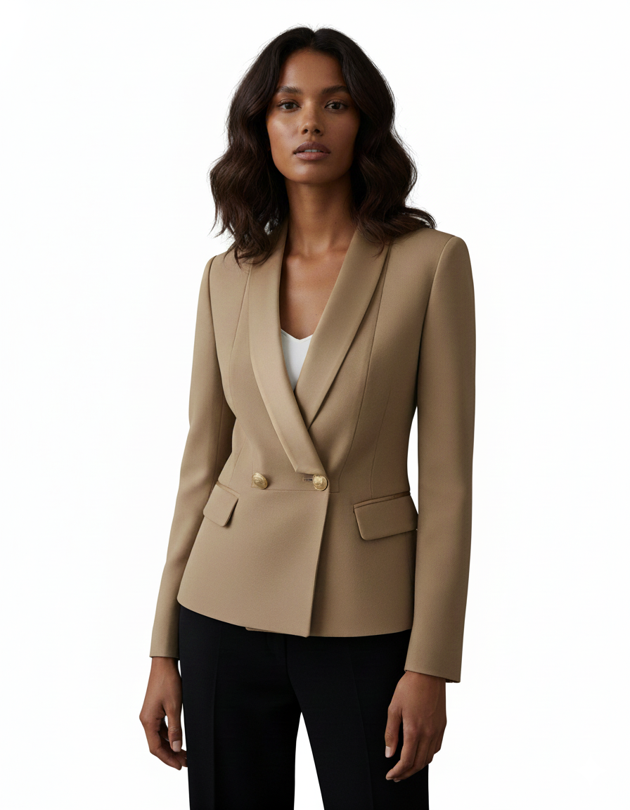 Taupe Shawl Collar Tuxedo Jacket