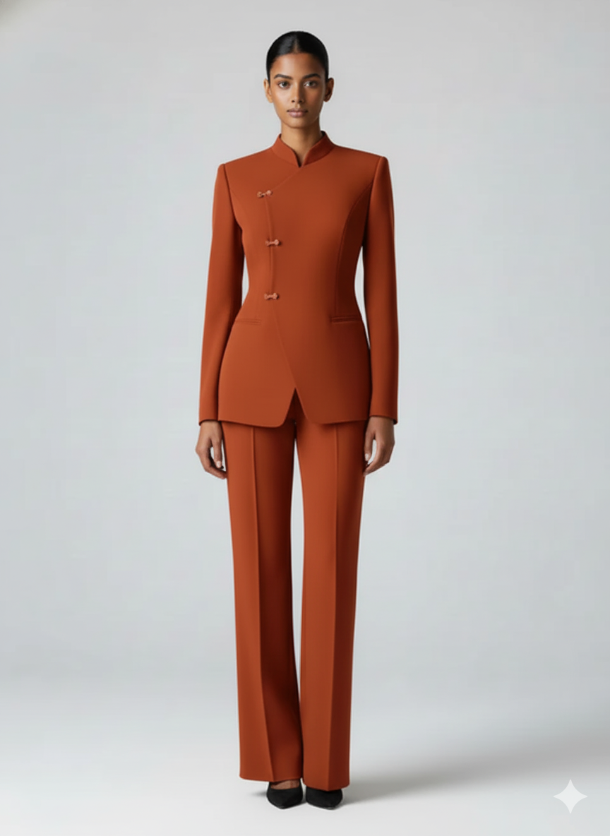 Women Rust Orange Suit
