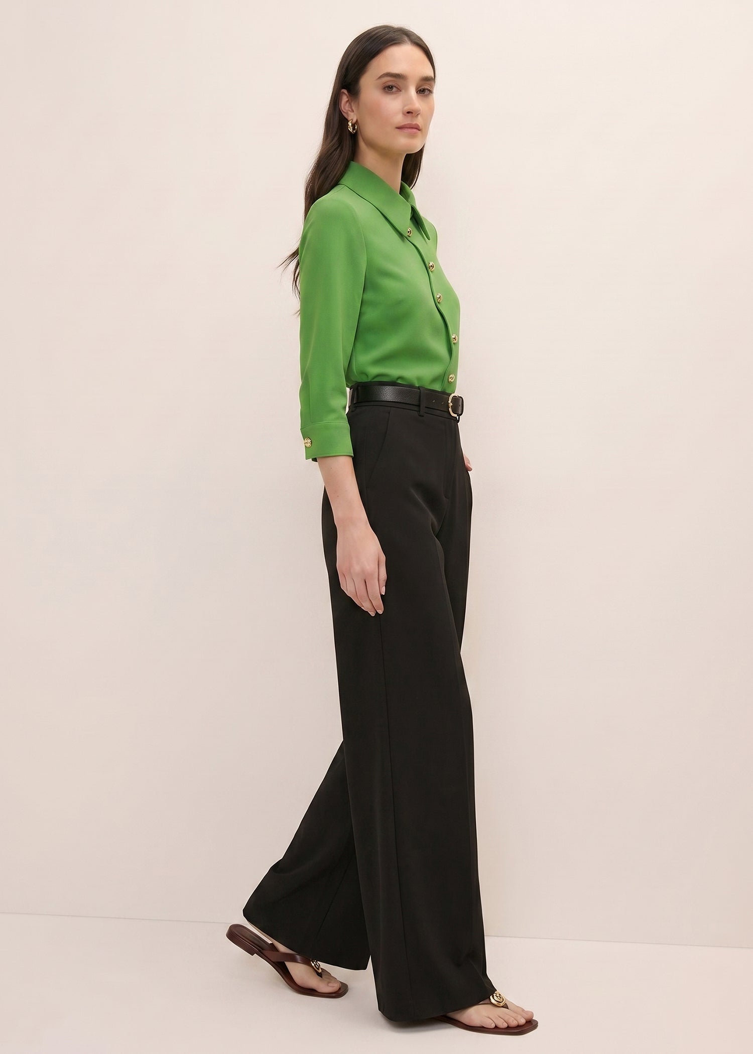 Green Pointed Collar shirt for Ladies