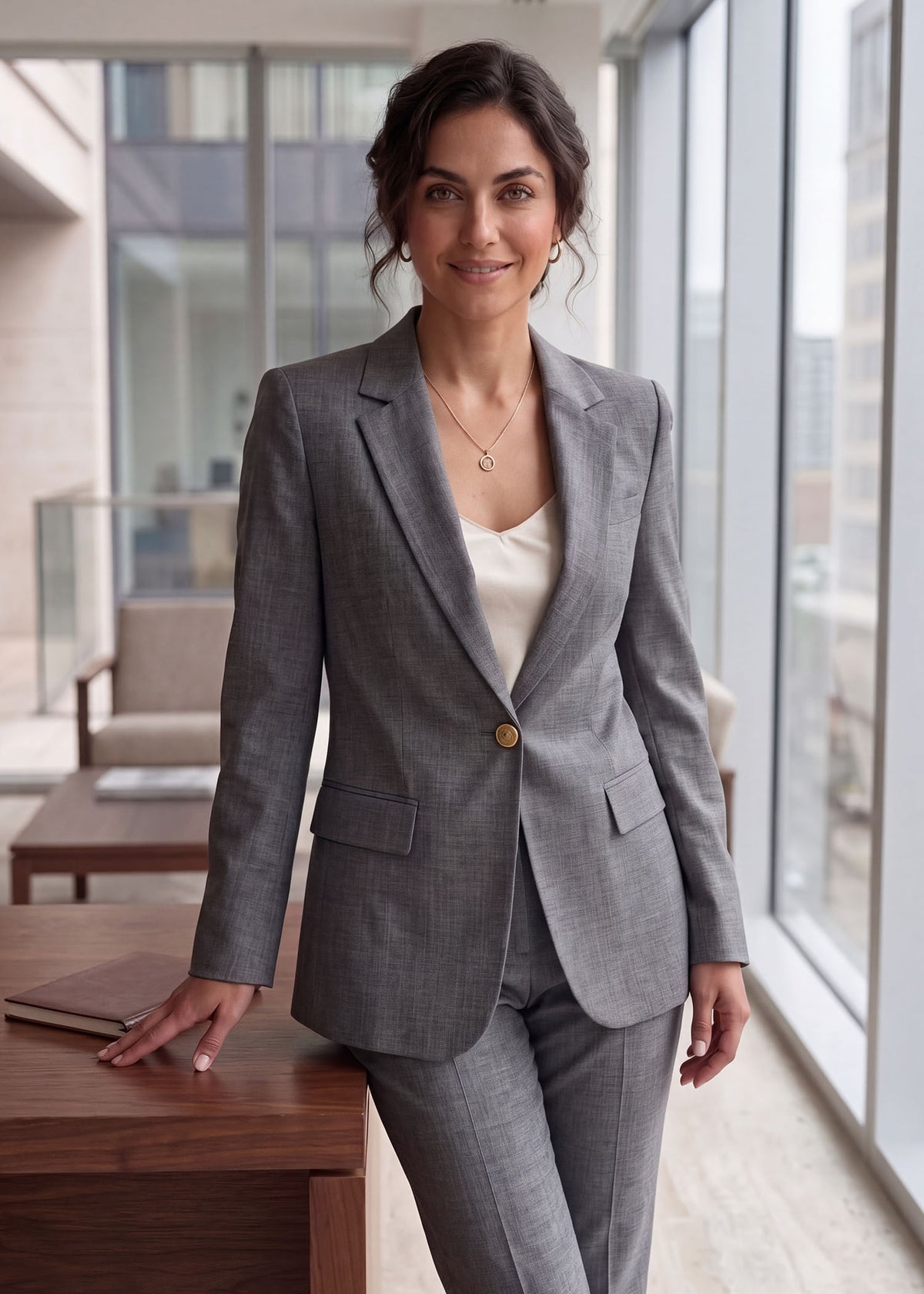 Grey Single button Suit