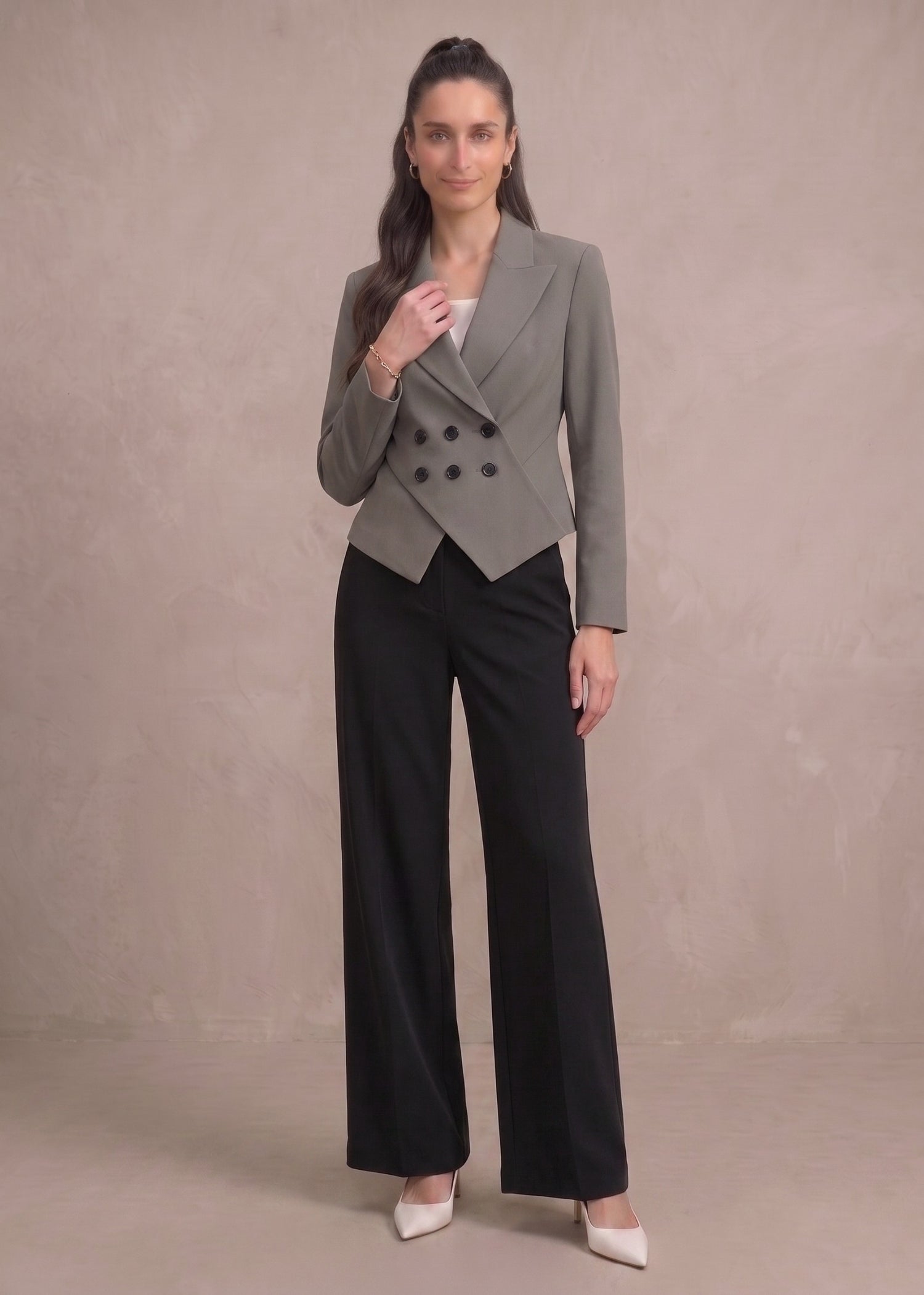 Cairo Women Grey Double Breasted Blazer