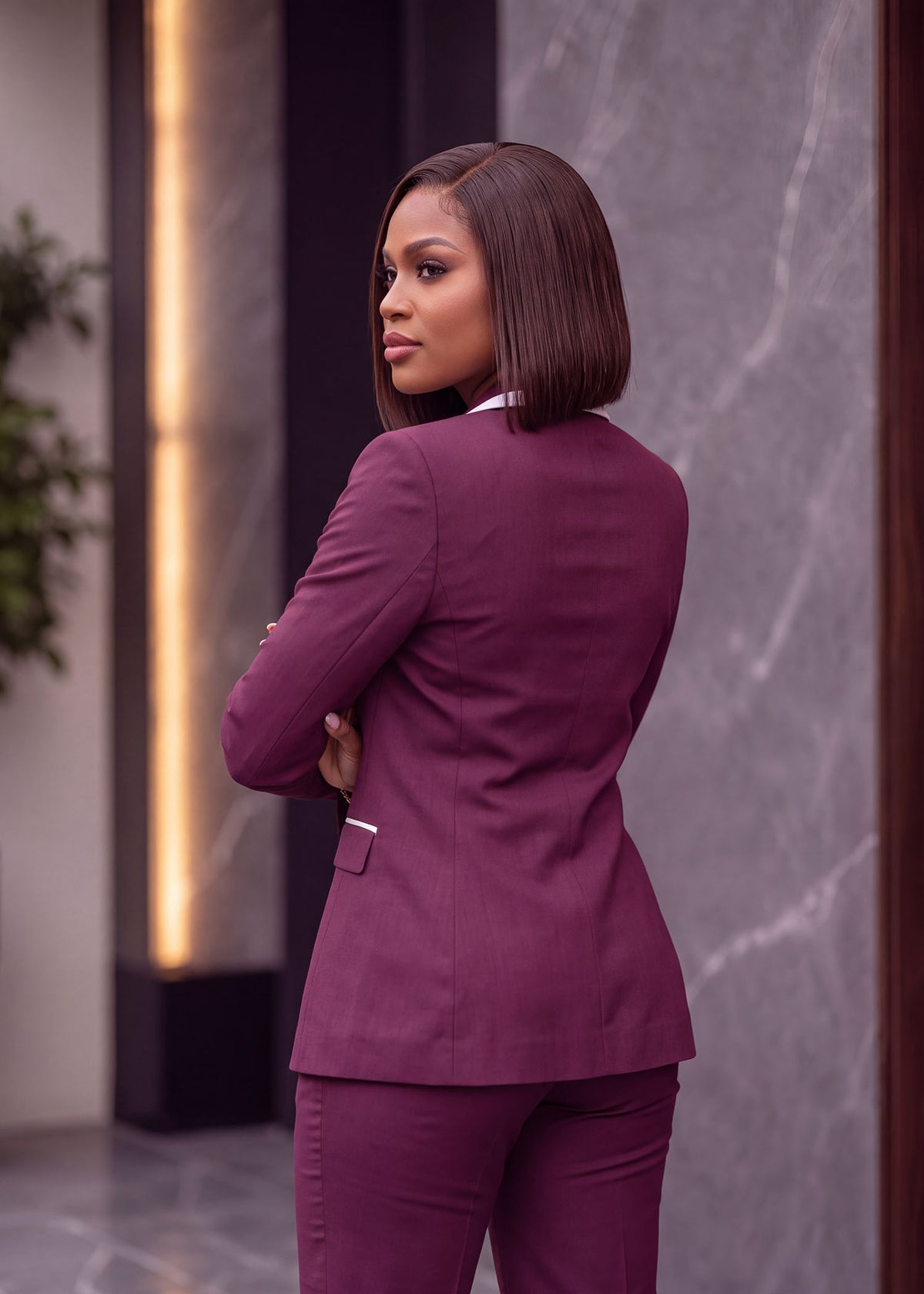 Hand-stitched Tuxedo in Plum