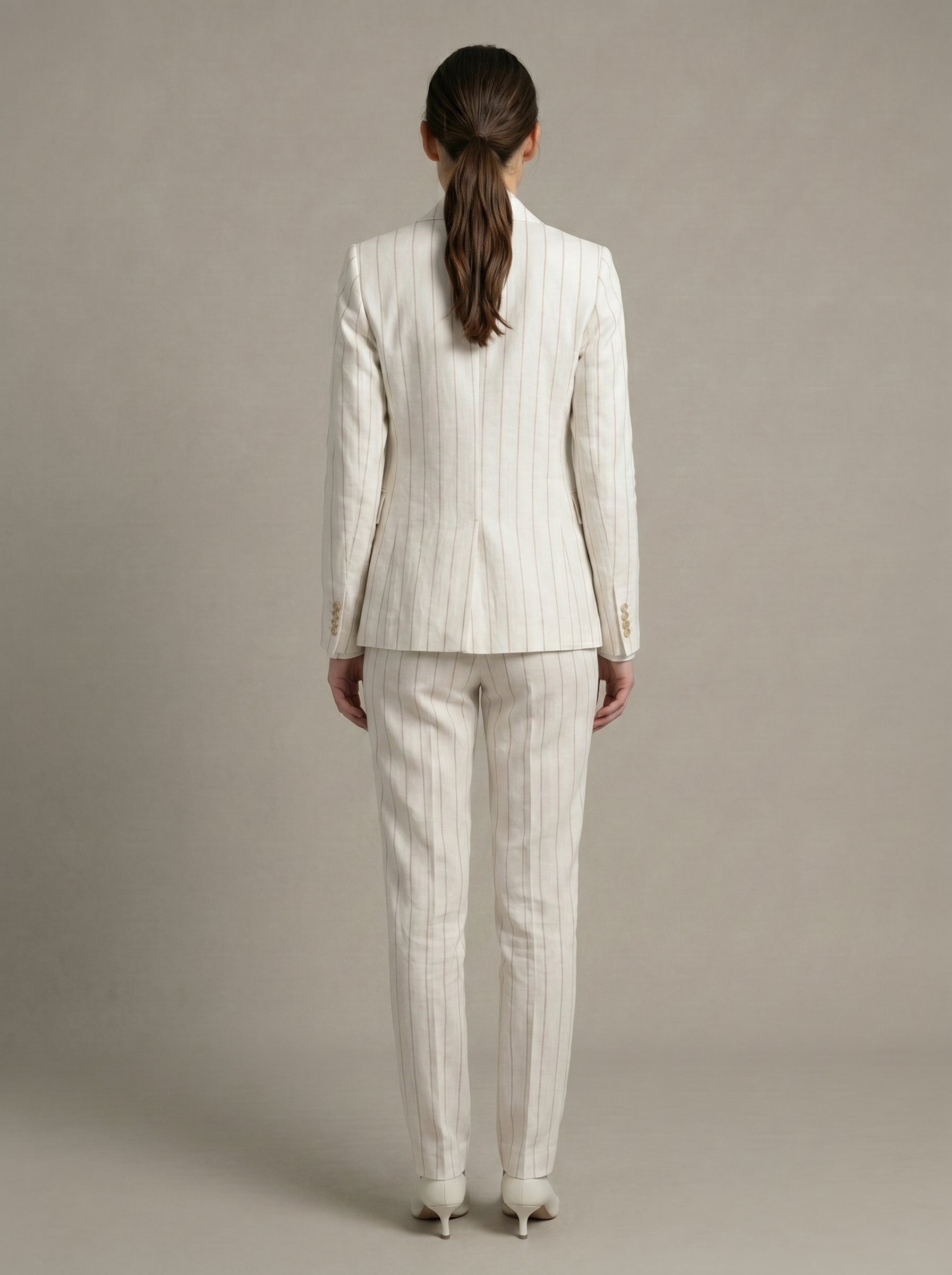 Vatican Ivory Pinstripe Linen Suit