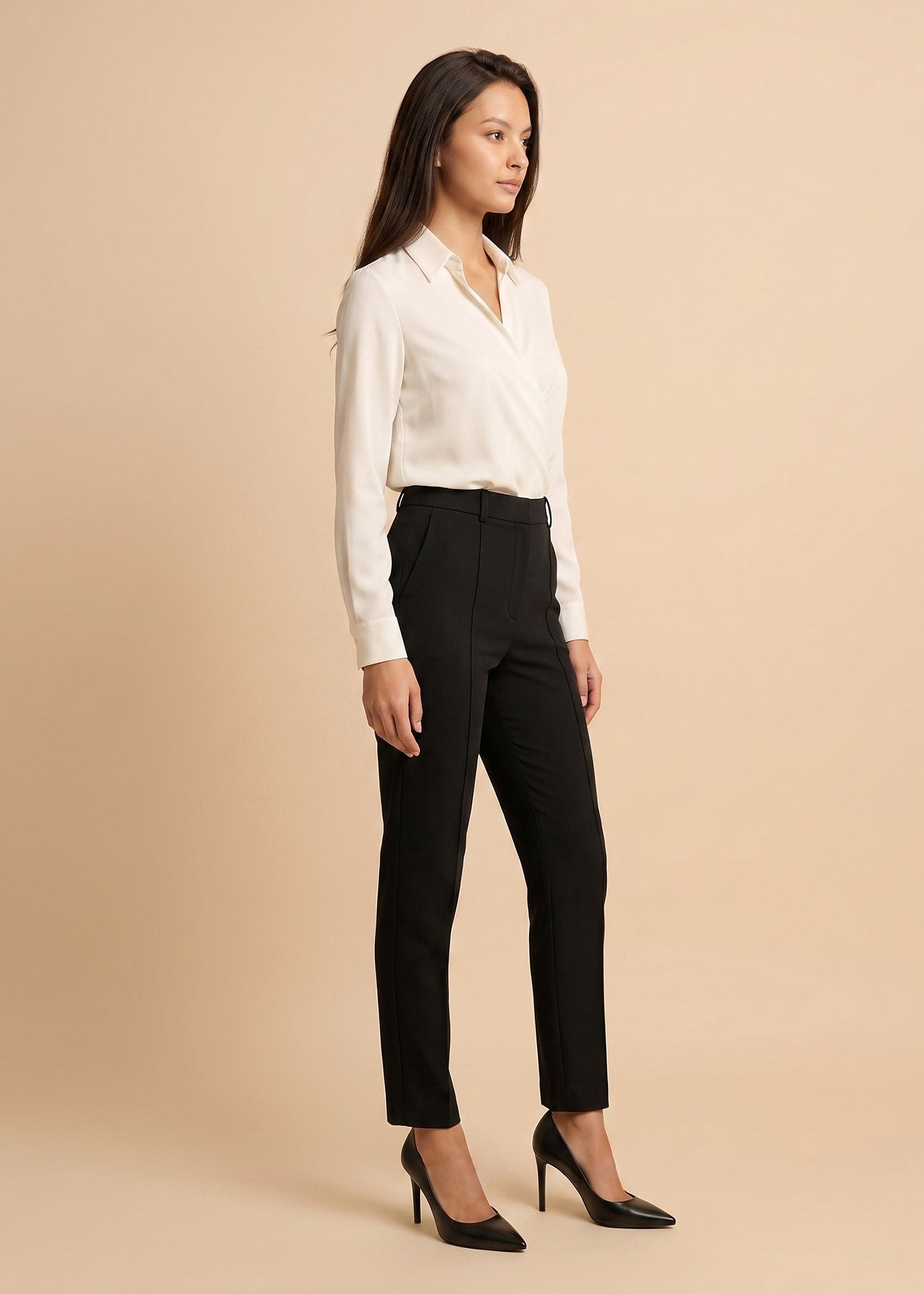 Ivory Wrap Front Top for Ladies