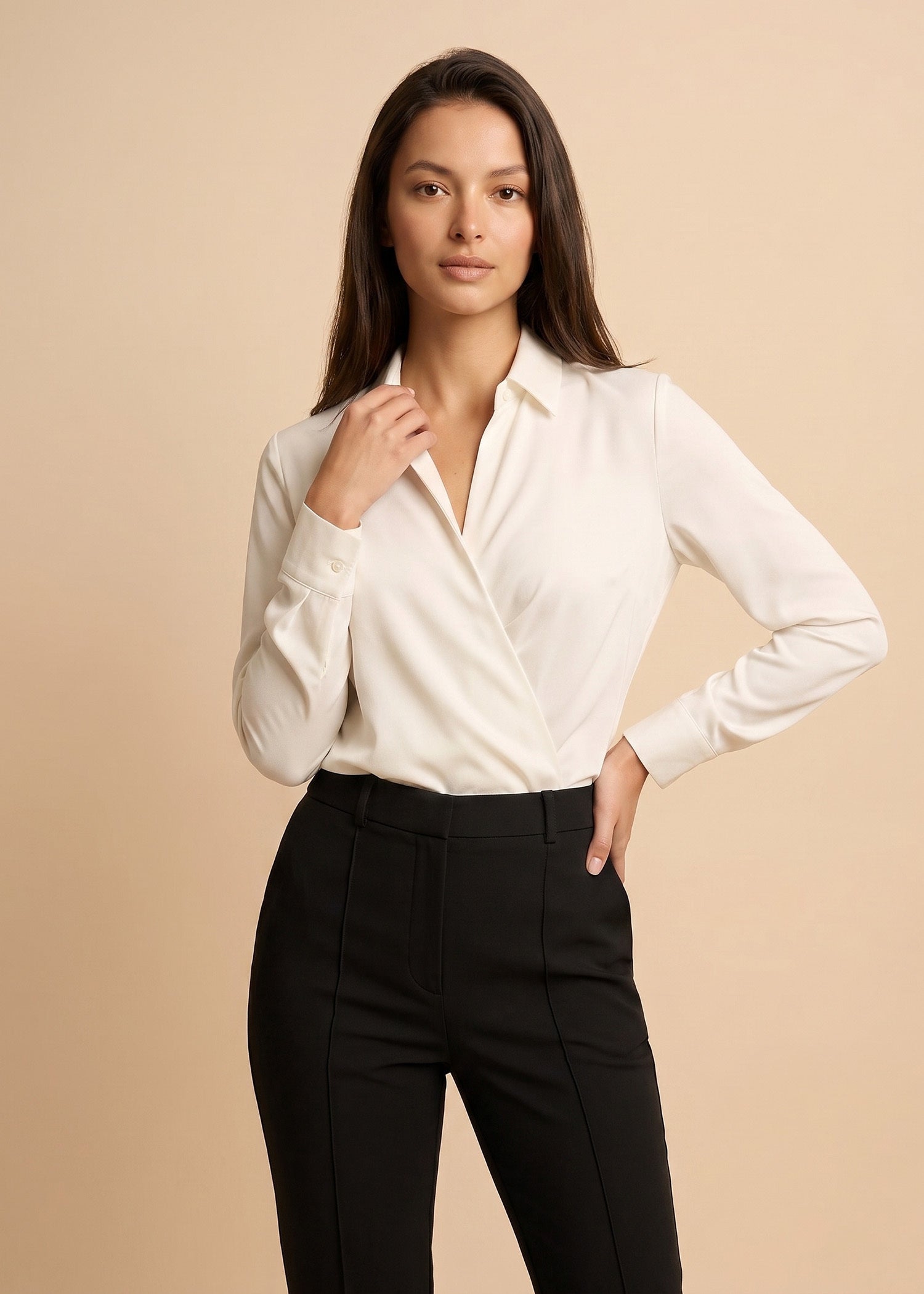 Ivory Wrap Front Top for Ladies