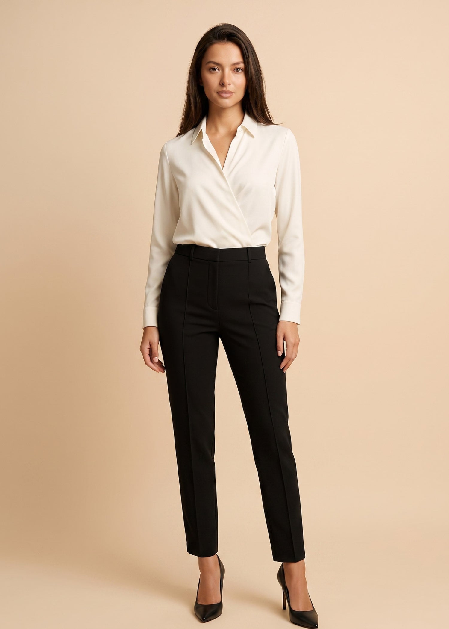 Ivory Wrap Front Top for Ladies