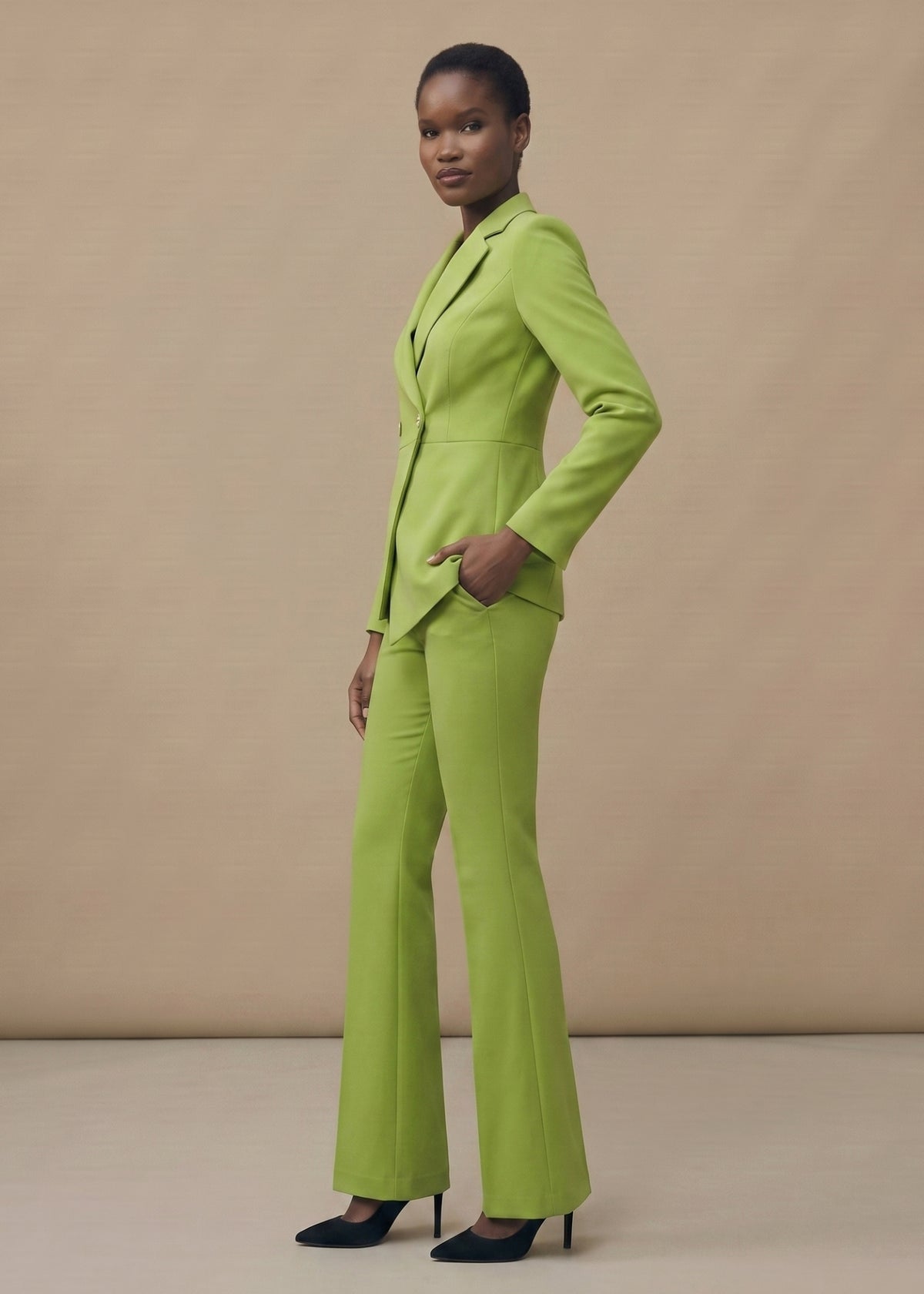 Fitted Waist Office Style Suit