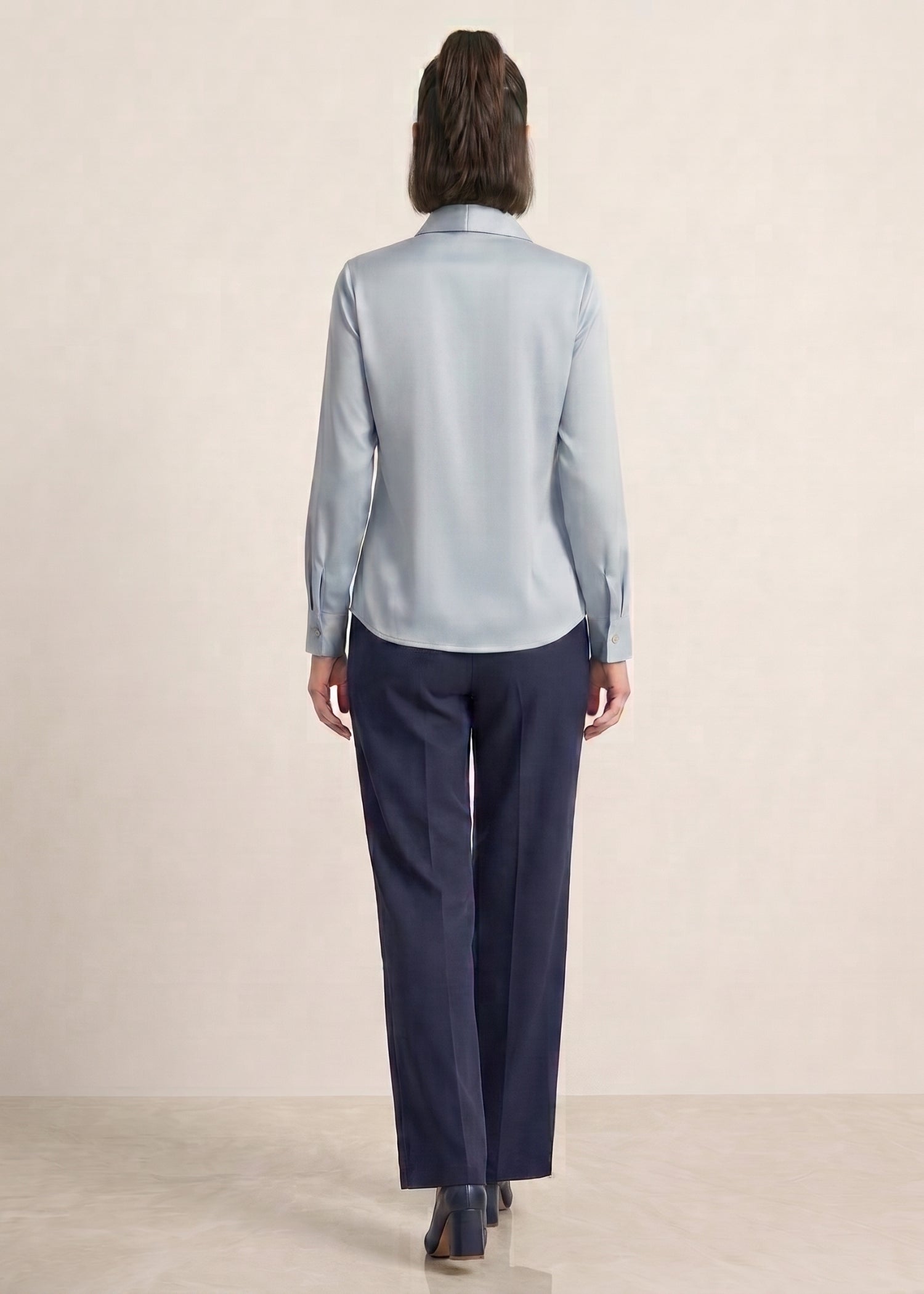 Light Blue Bow Tie Blouse for Female