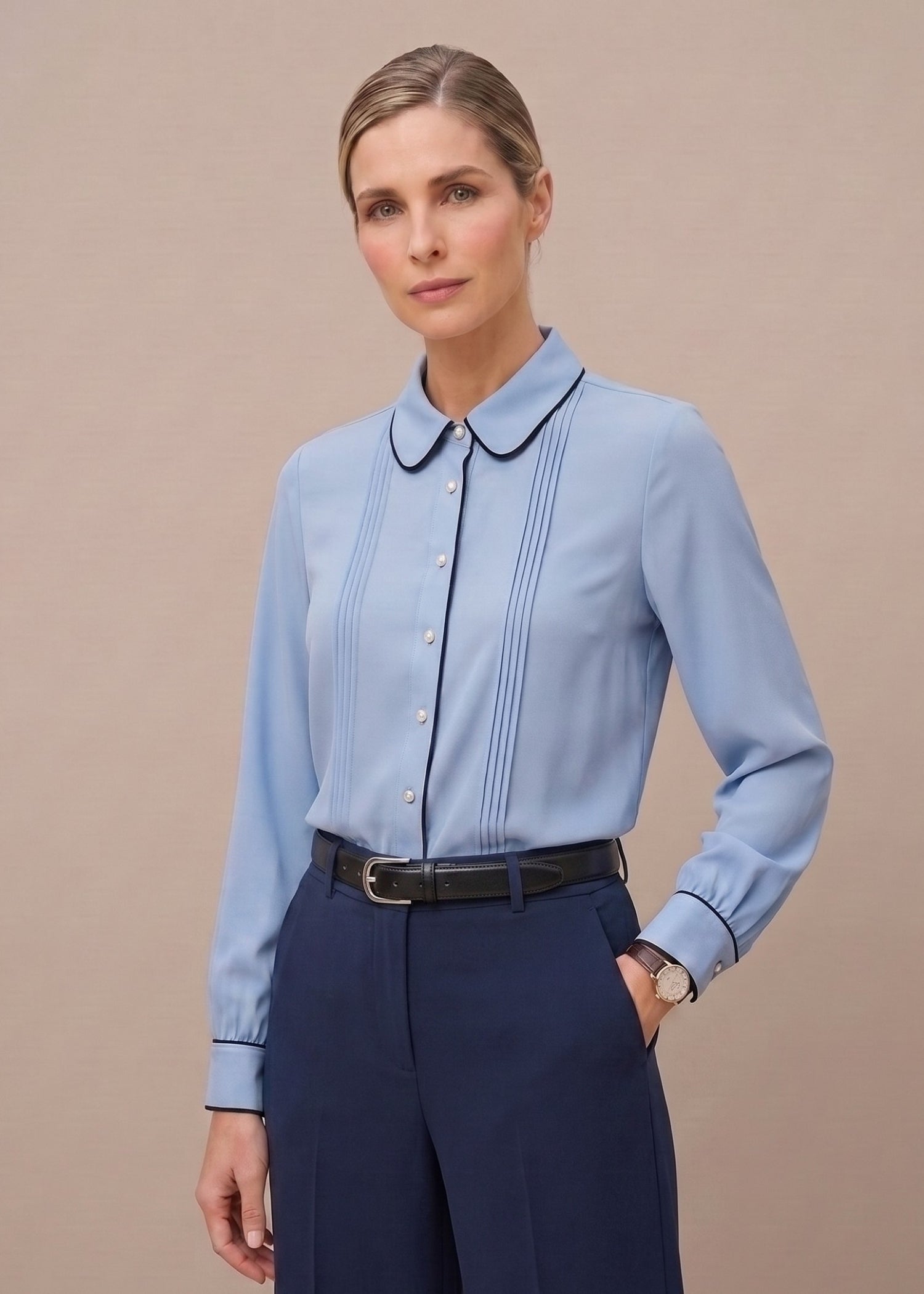 Light Blue Peter Pan Collar Shirt