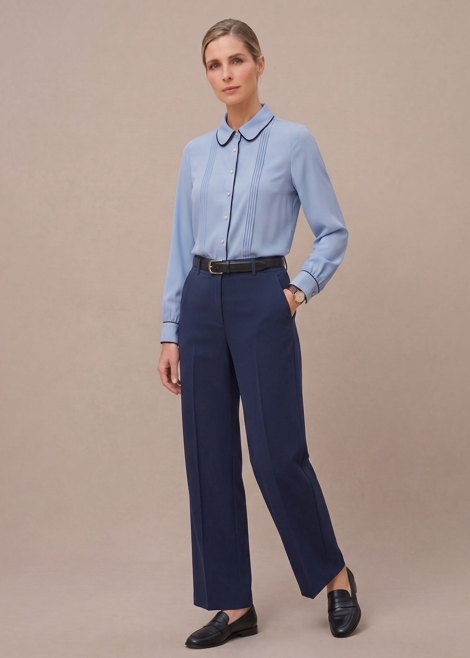 Light Blue Peter Pan Collar Shirt