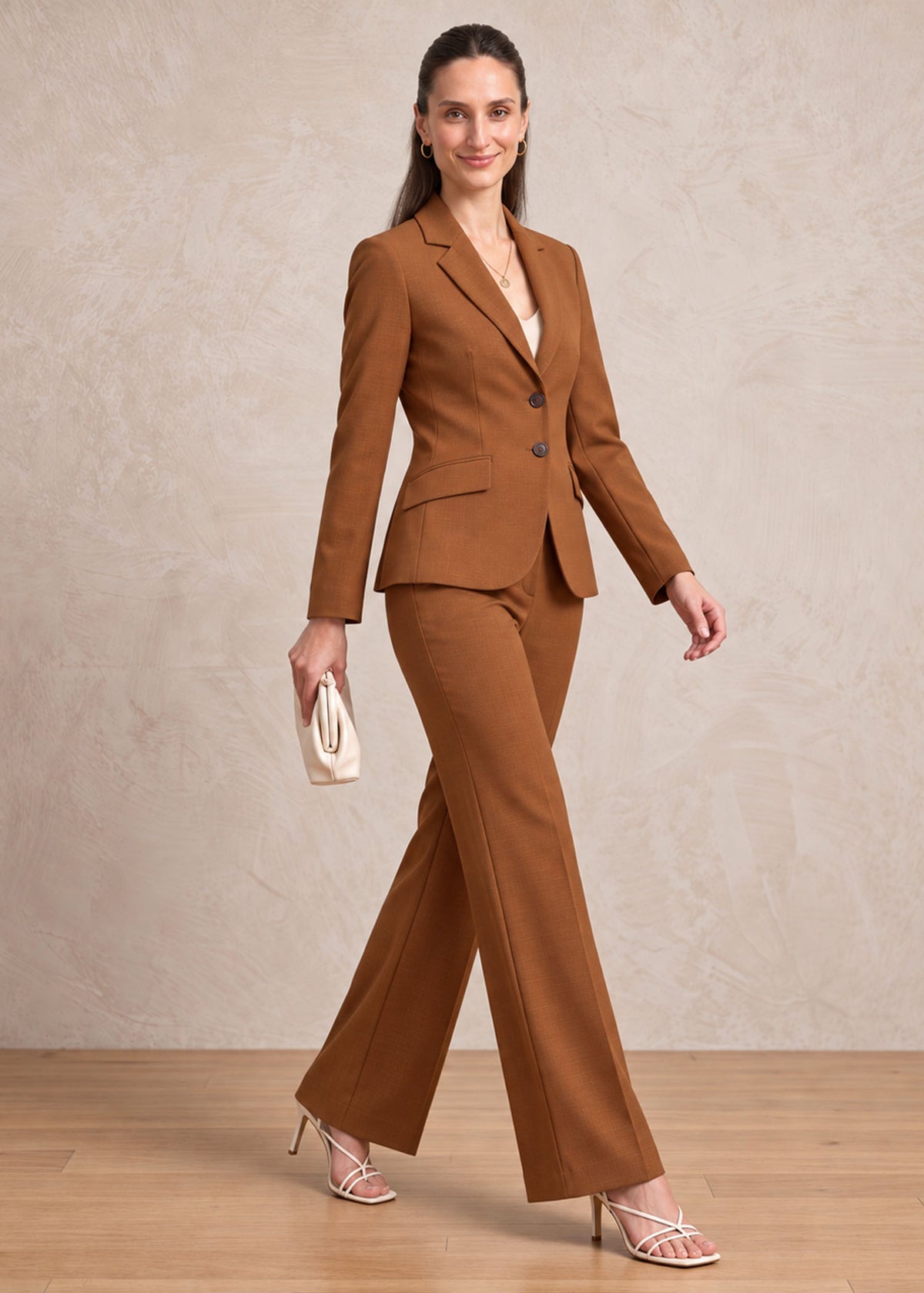 Lombok Two Button Corporate Attire Suit in Rust Brown