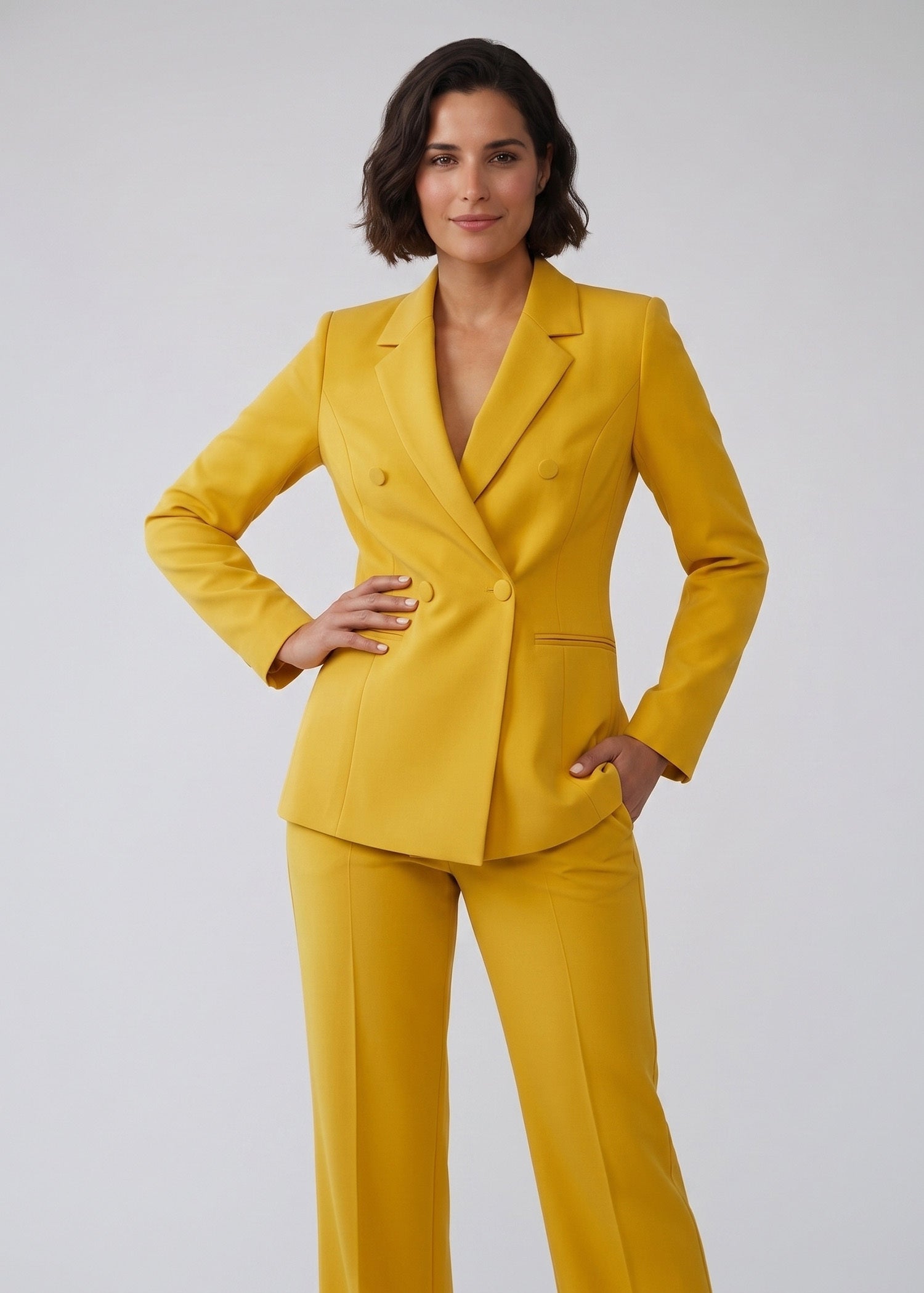 Shop Patagonia Fitted Waist Business Wear suit in pastel yellow
