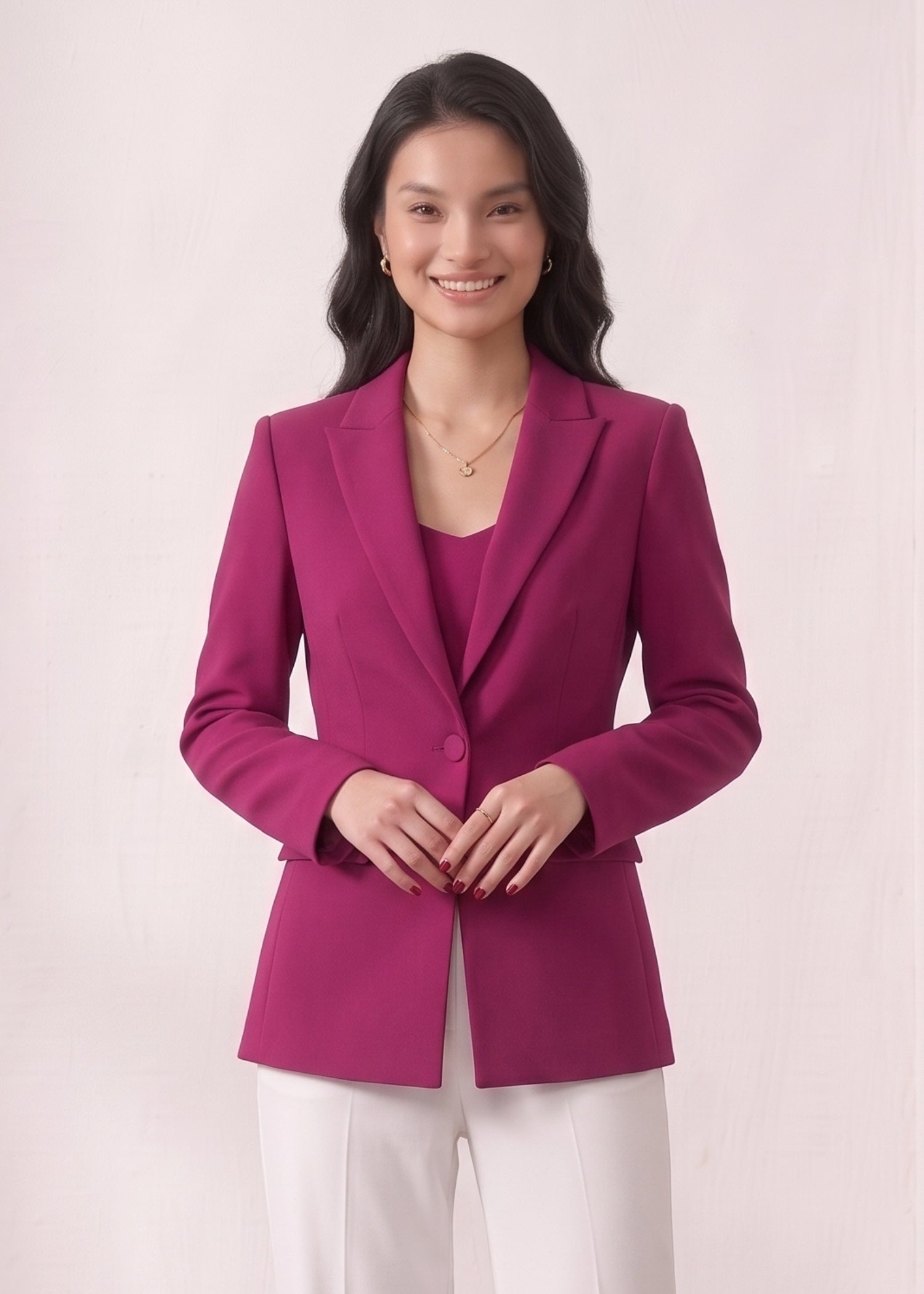 Magenta Single Button Blazer
