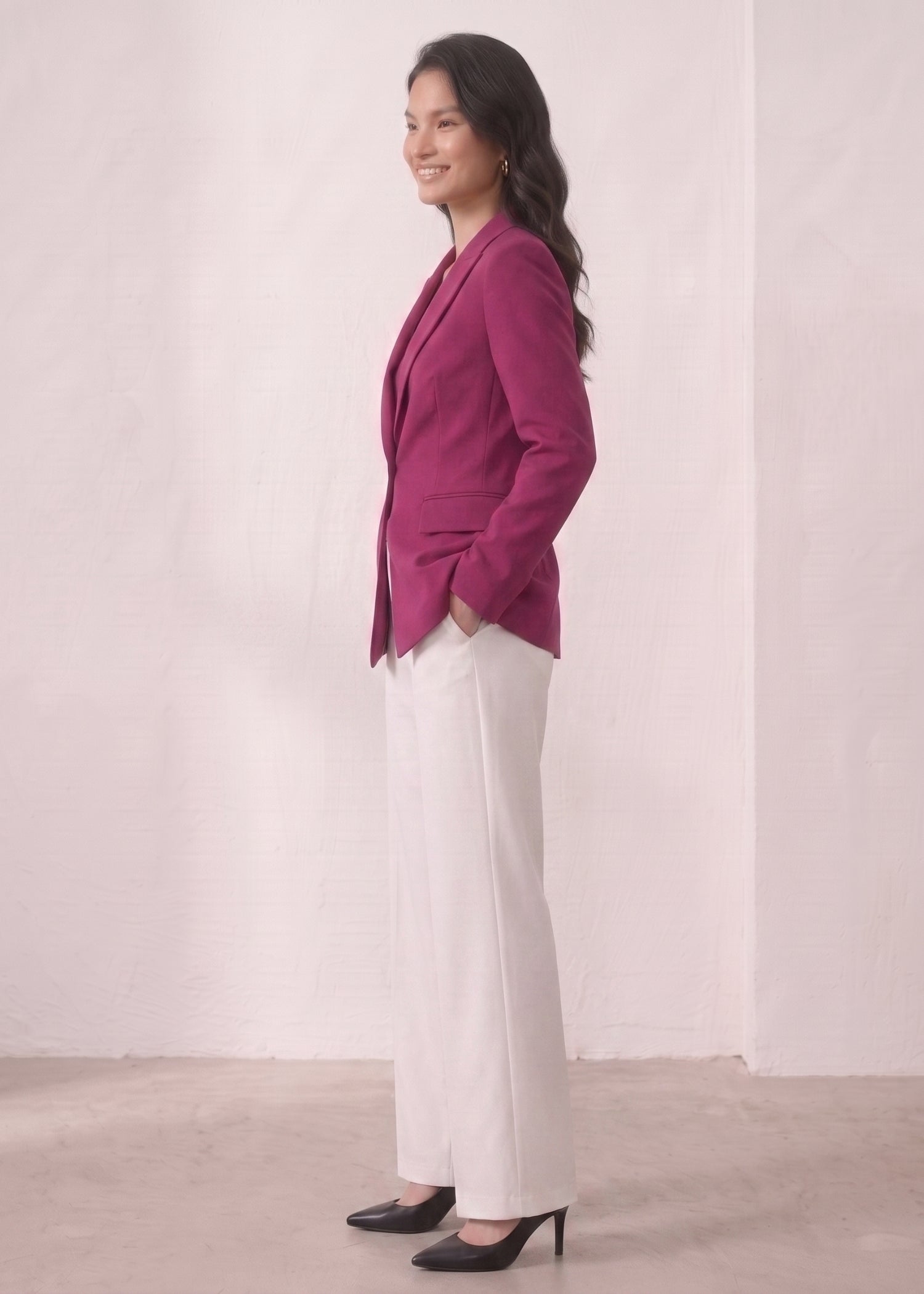 Magenta Single Button Blazer
