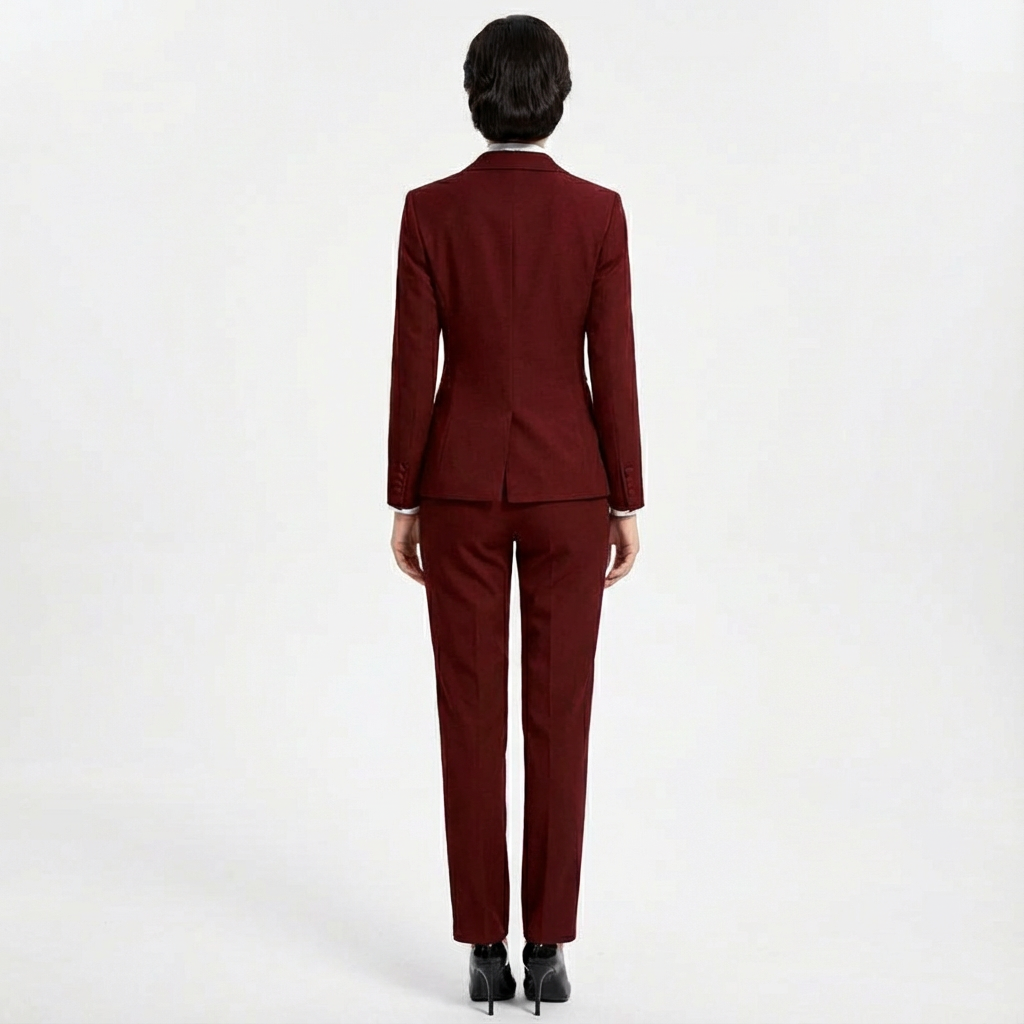 Women Maroon and White Tuxedo