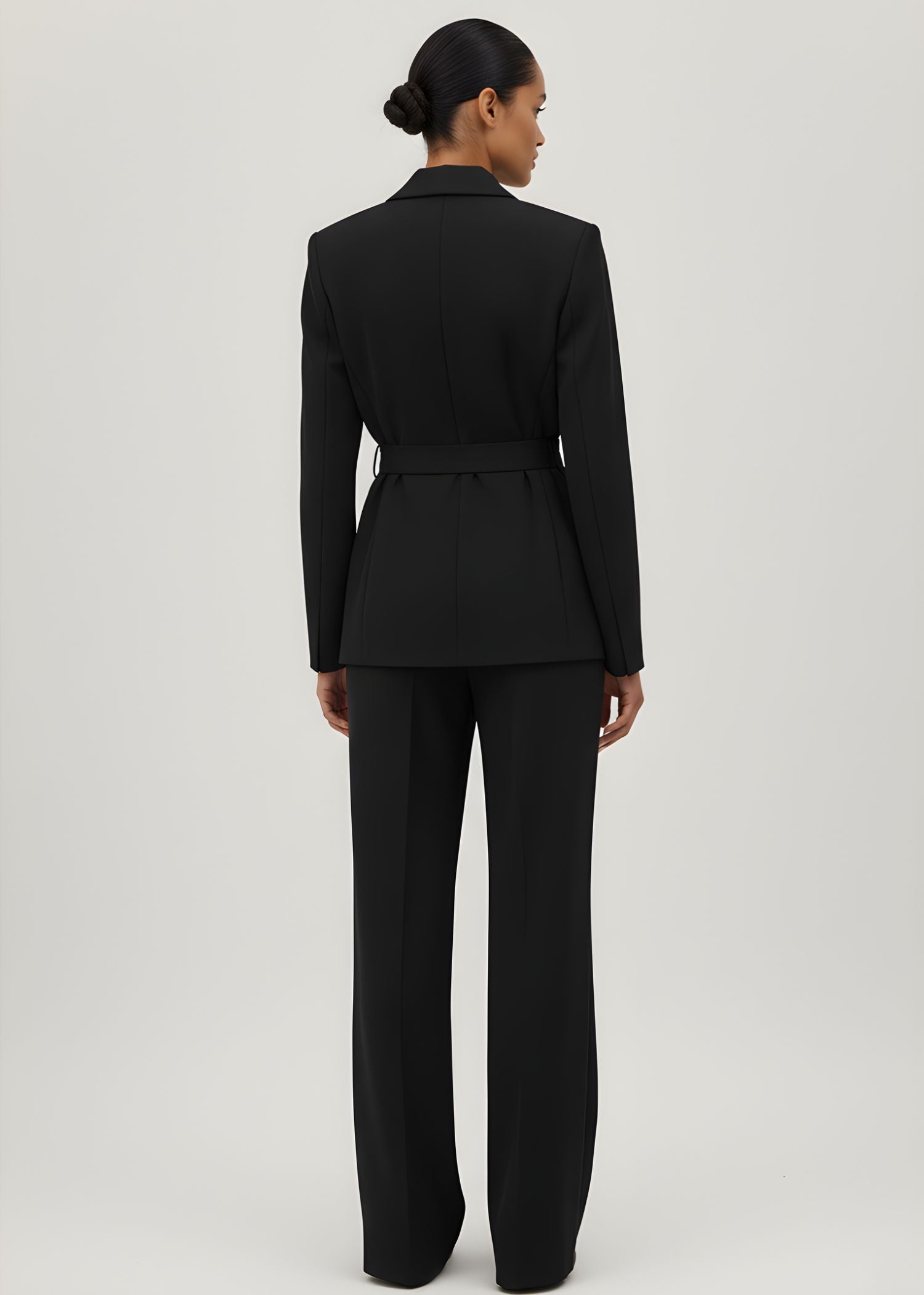 Azores tie waist suit in Matte Black 