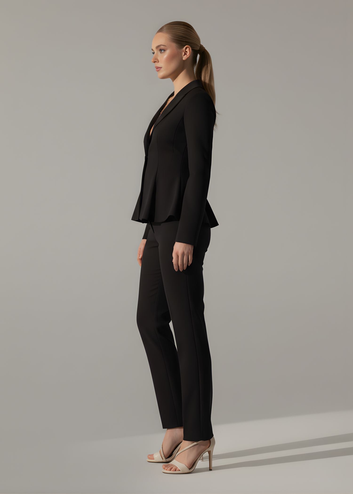  Skye Peplum Suit in Black