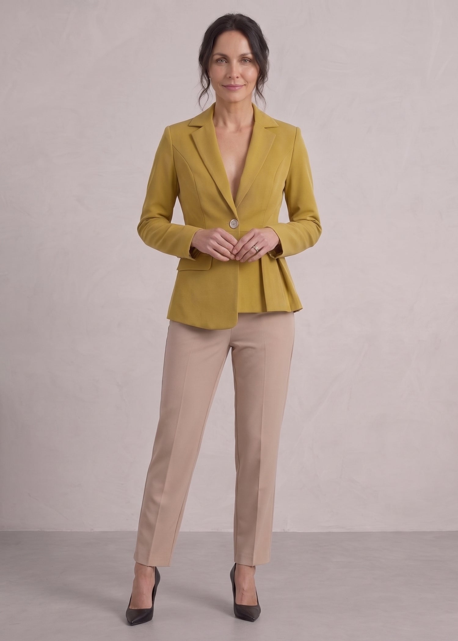 Mustard Yellow Pleated Blazer