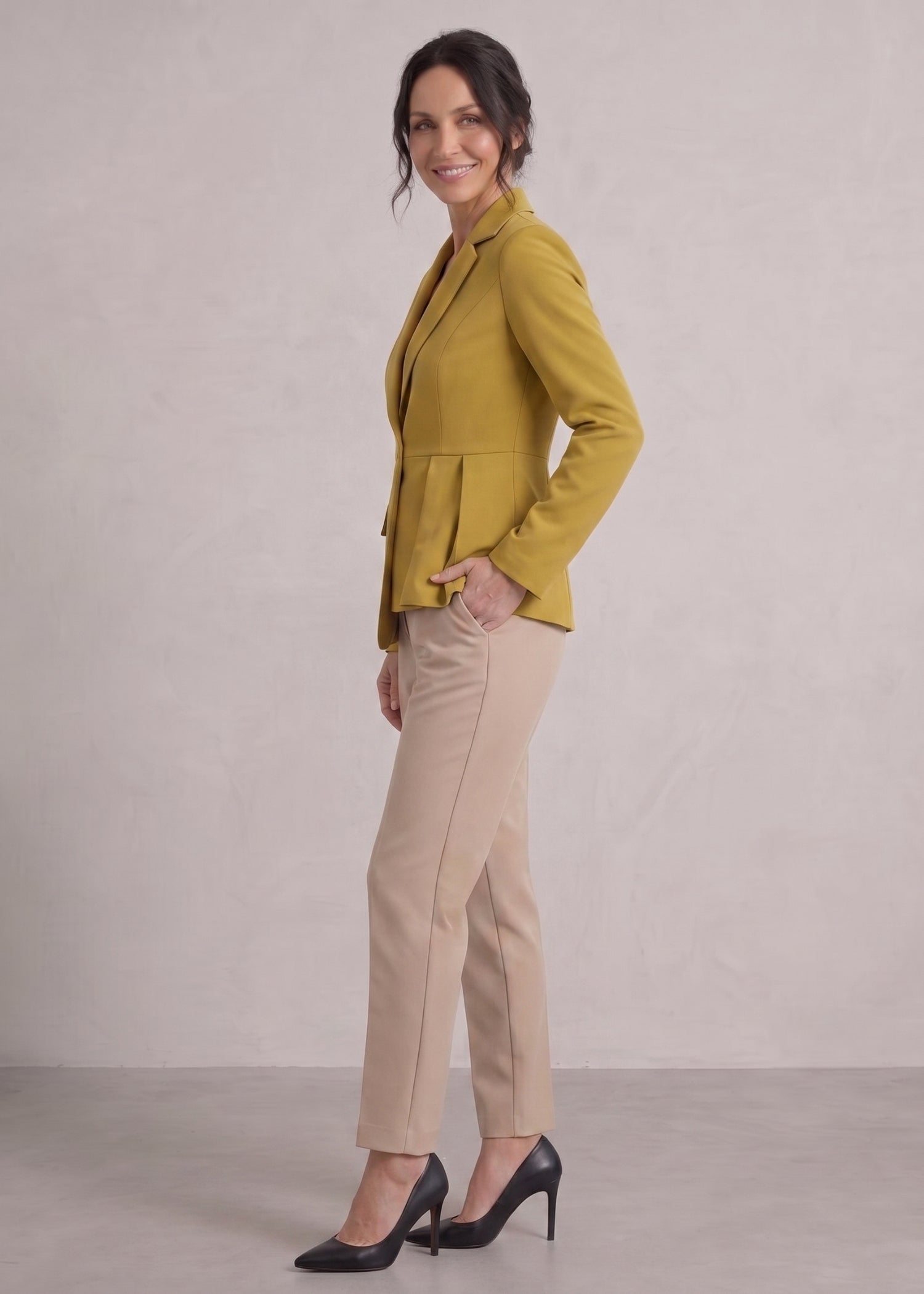 Mustard Yellow Pleated Blazer