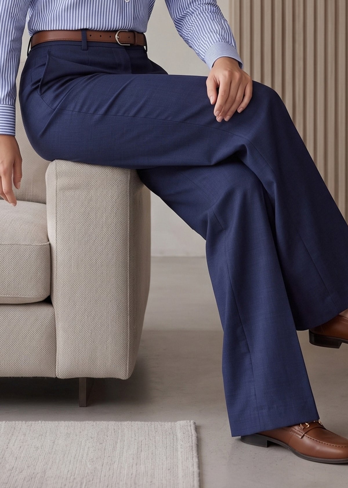 Navy Blue High-Waisted Formal Pant