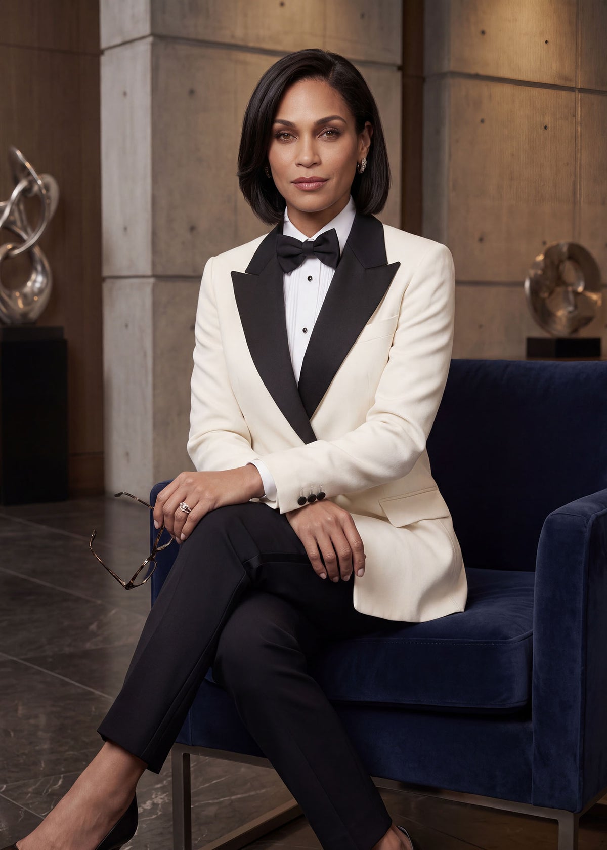 Noira Contrast Wide Lapel Tuxedo Jacket