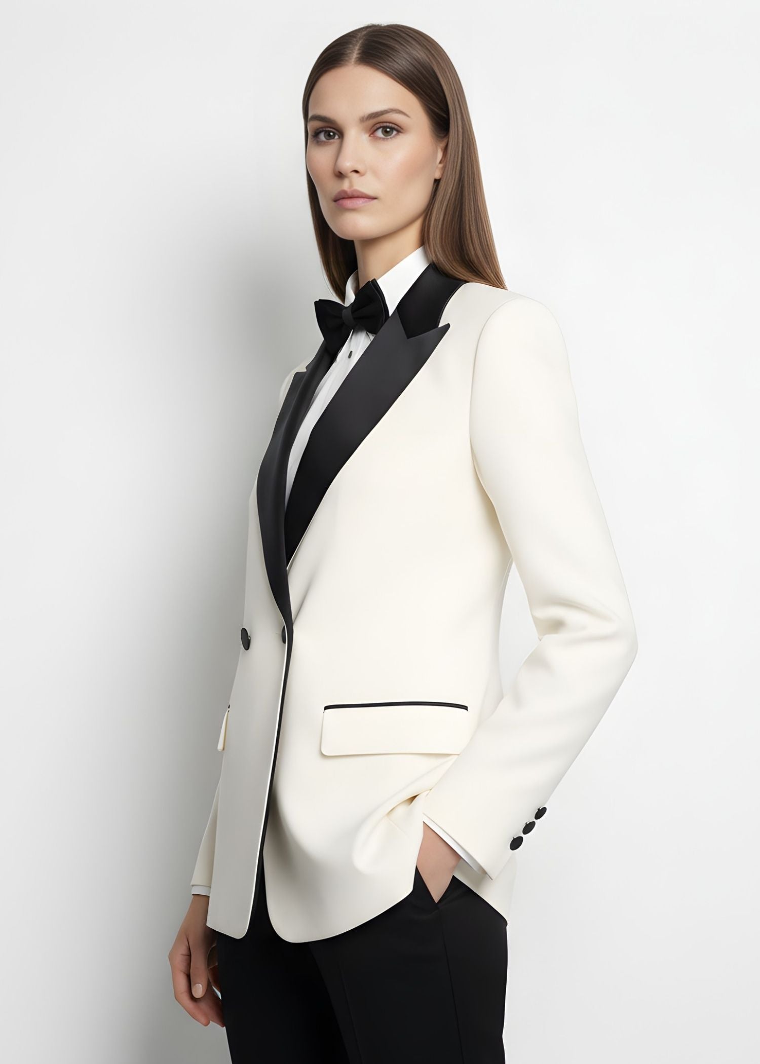 Noira Contrast Wide Lapel Tuxedo Jacket