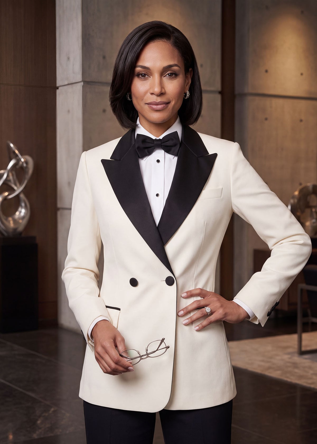 Noira Contrast Wide Lapel Tuxedo Jacket