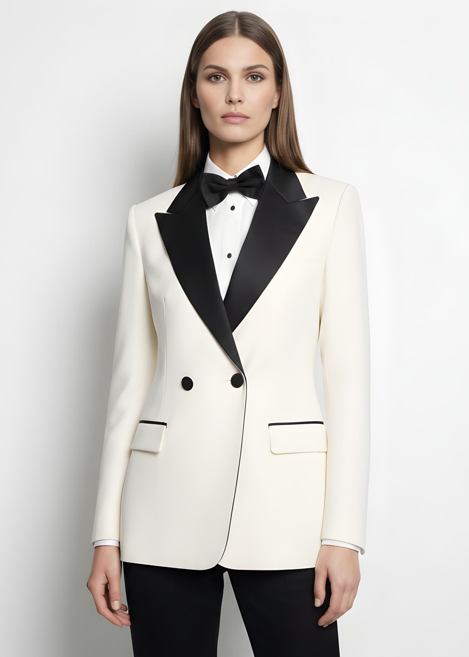 Noira Contrast Wide Lapel Tuxedo Jacket
