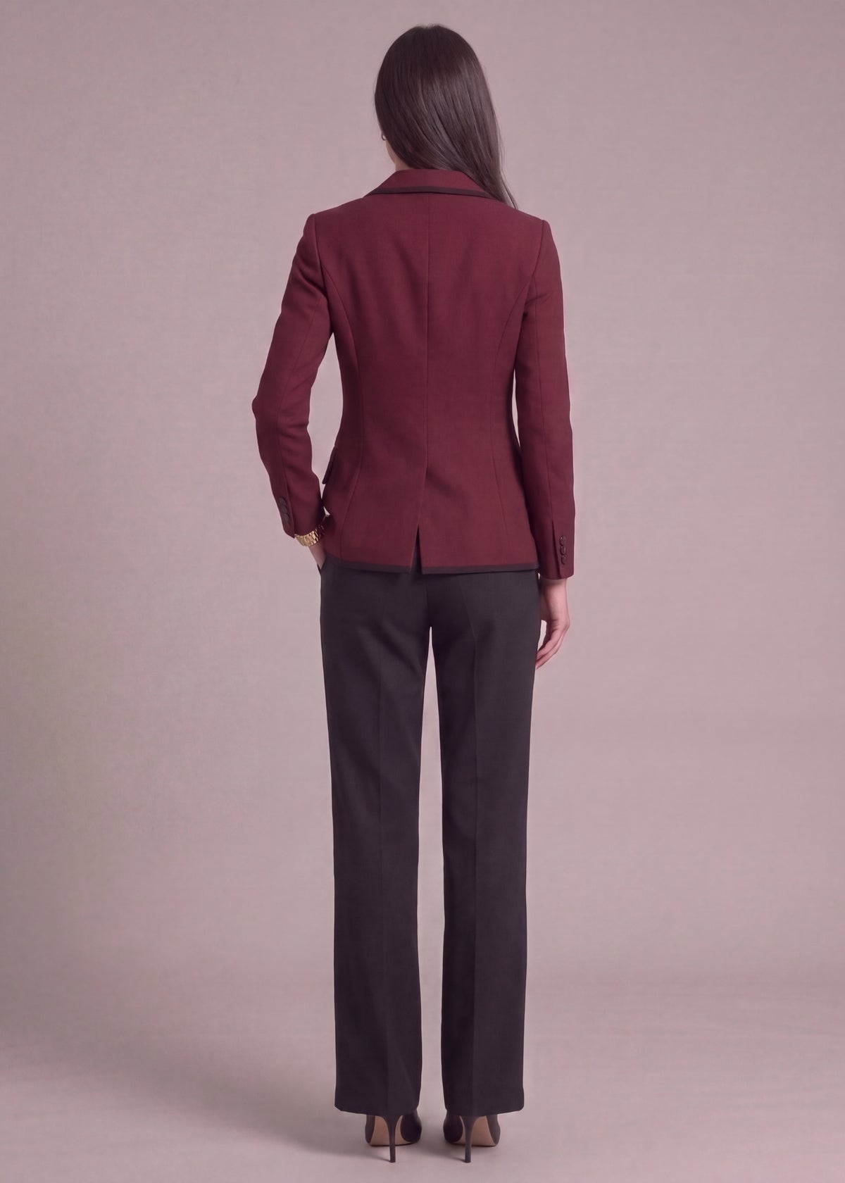 Notch Lapel Suit in Maroon and Black