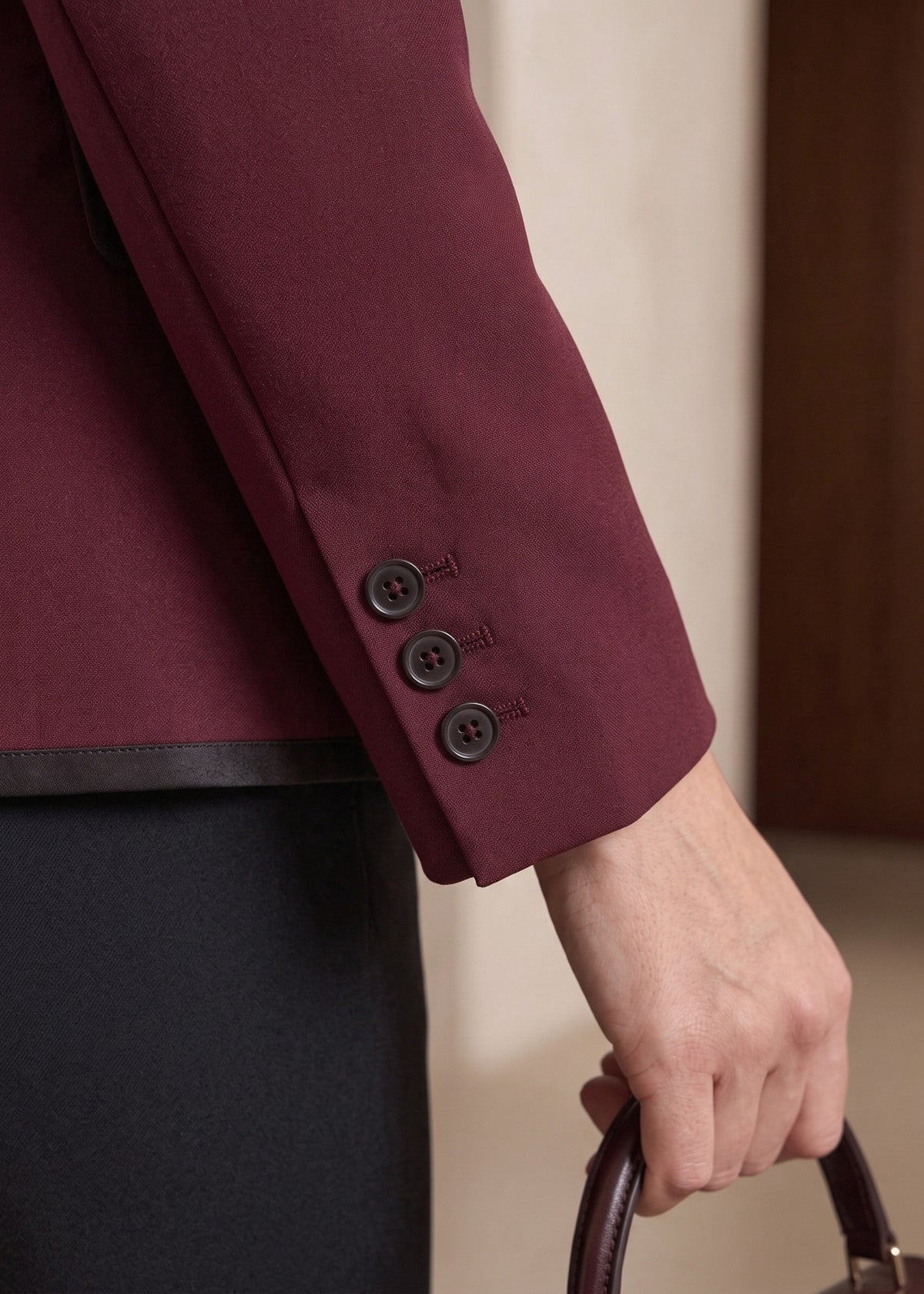 Notch Lapel Suit in Maroon and Black
