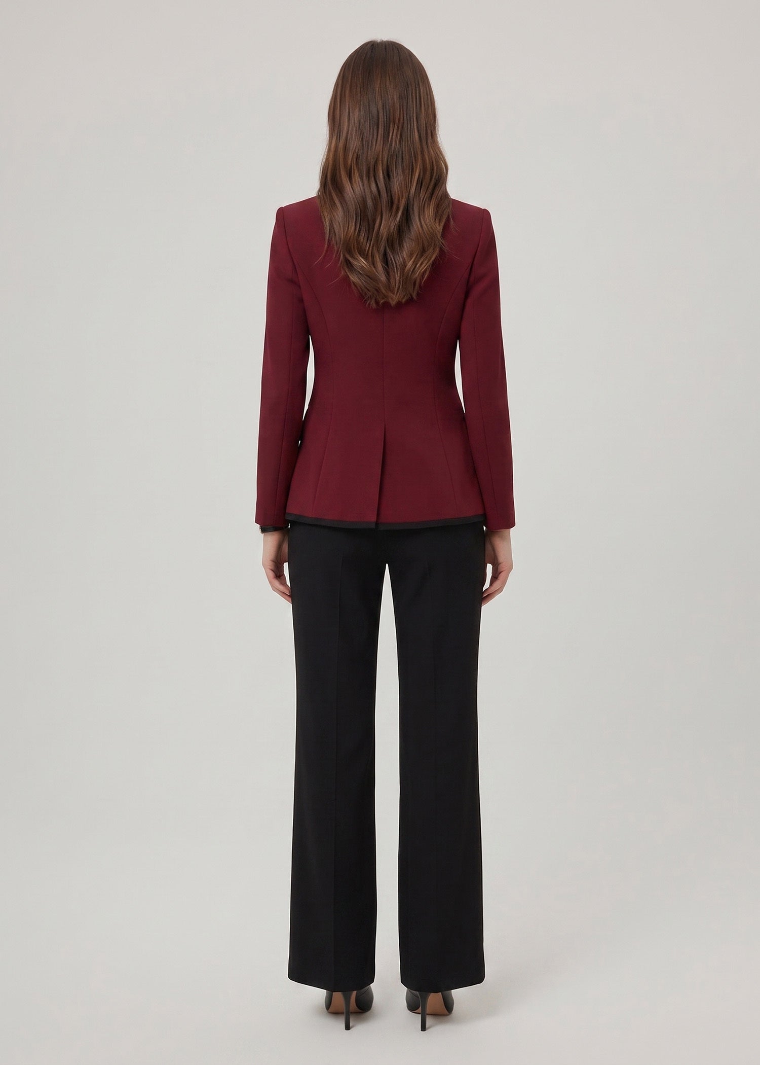 Notch Lapel Suit in Maroon and Black