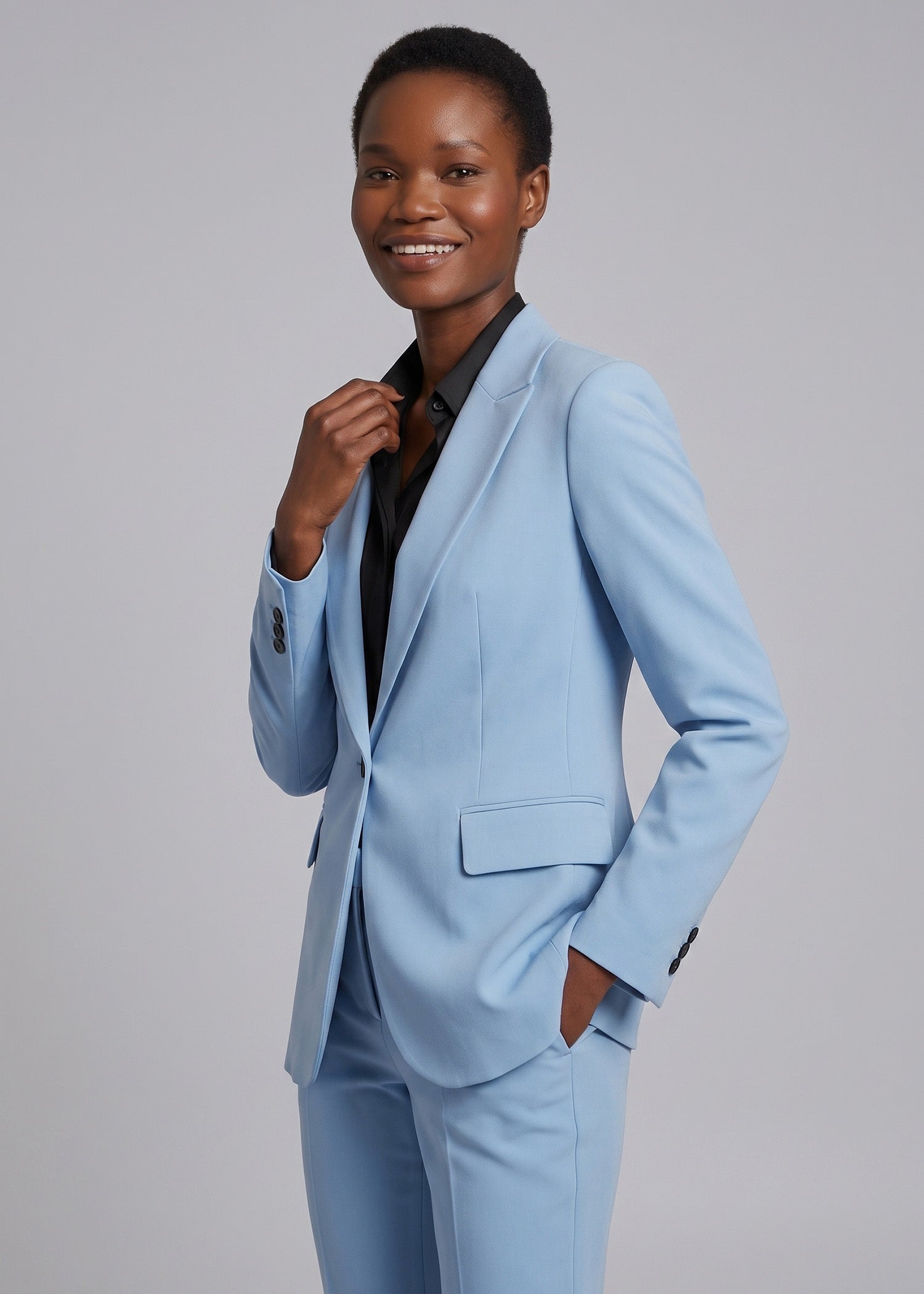Notch Lapel Suit in Sky Blue