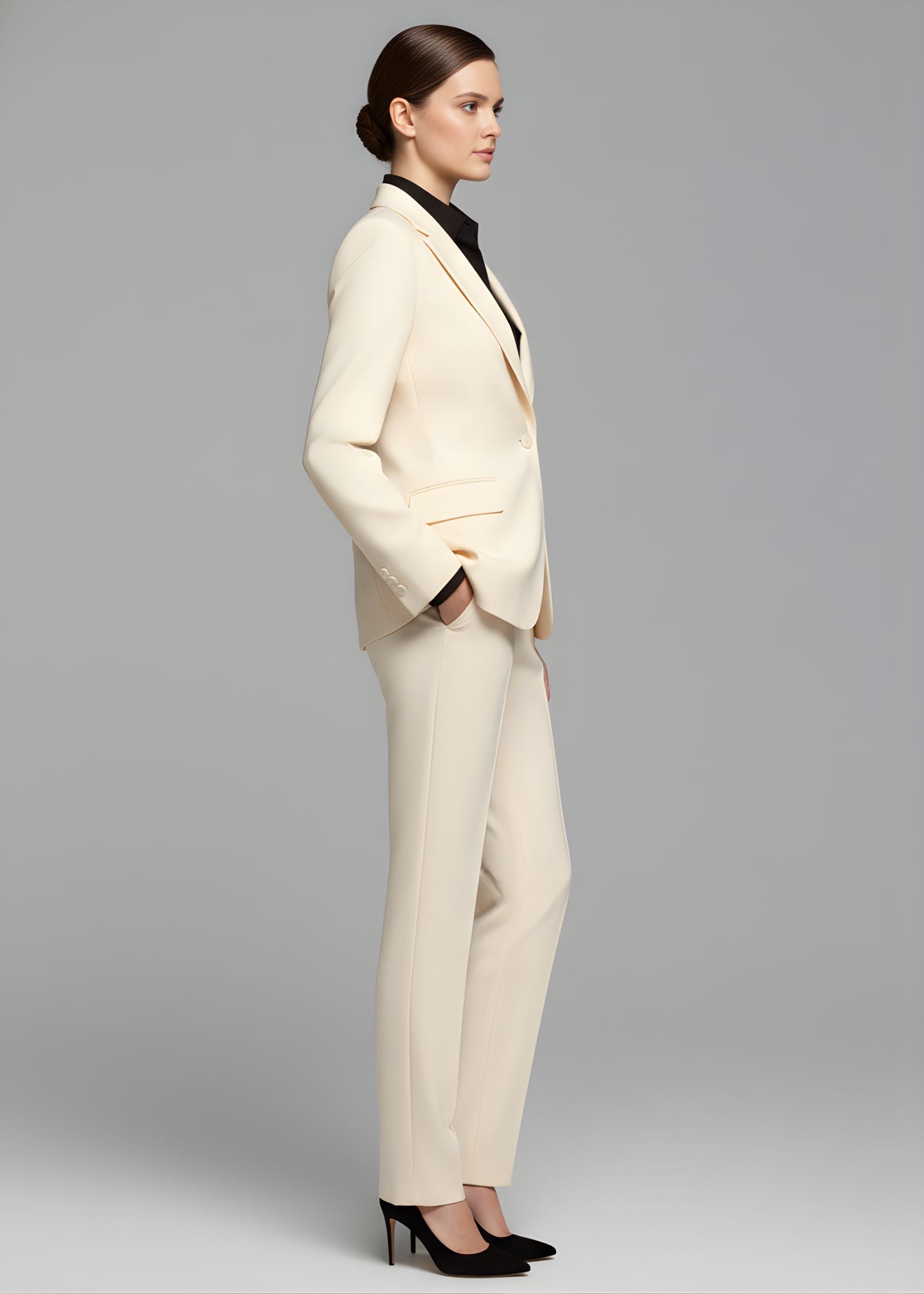 Soho Notch Lapel Suit in Beige