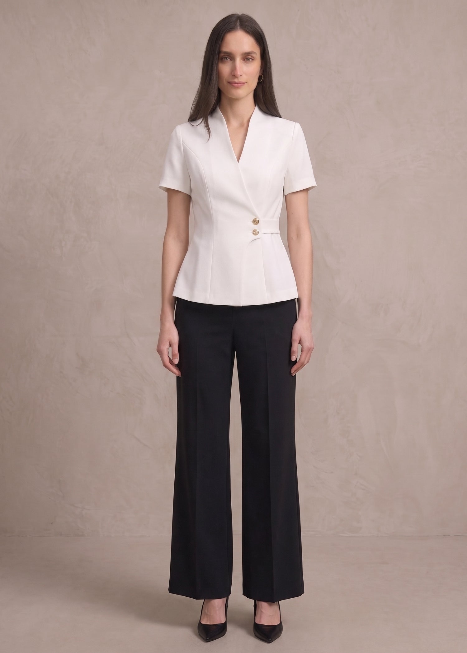 Off-White Short Sleeves Blazer for Ladies