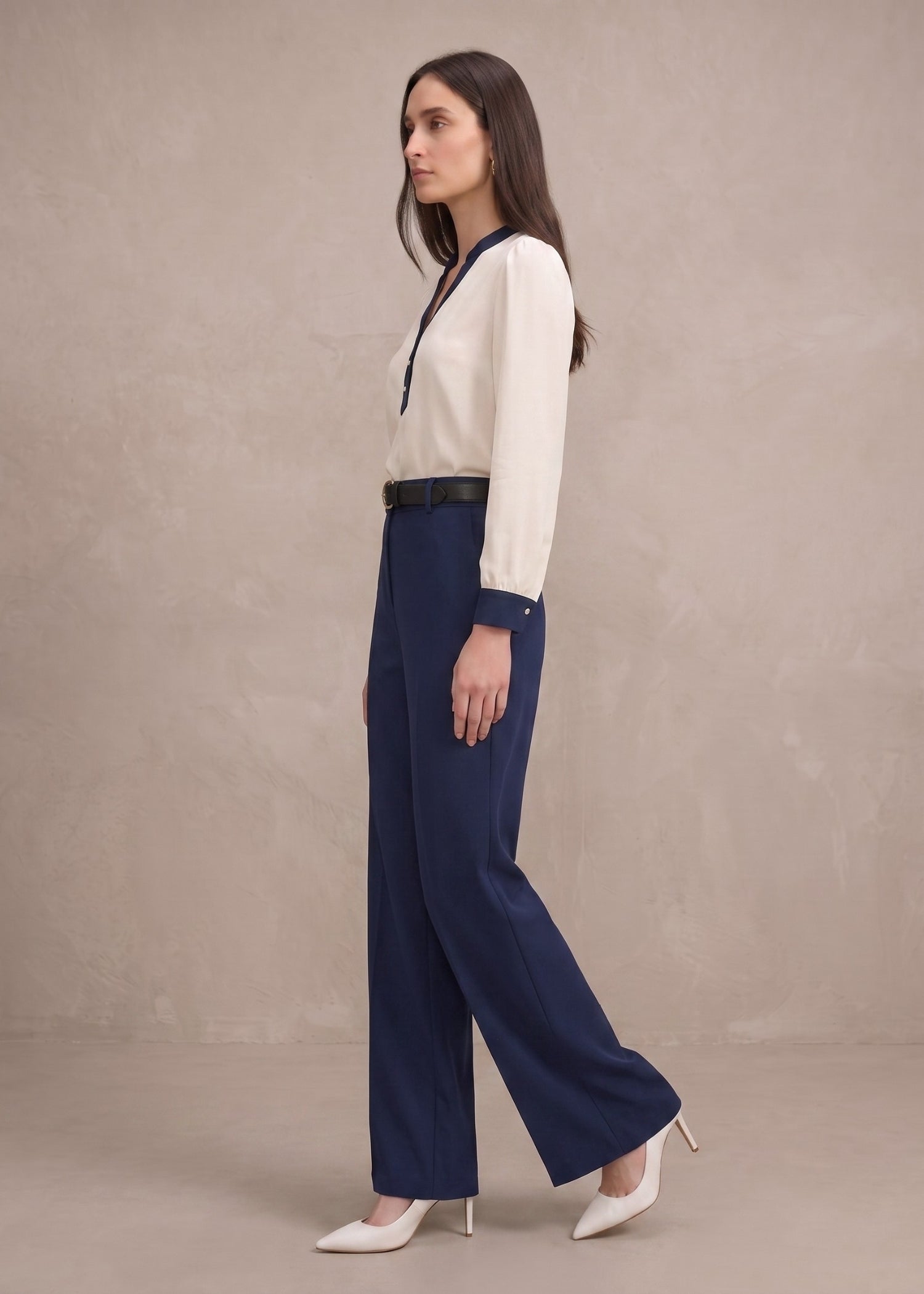 Off White Split Neck Top  for women