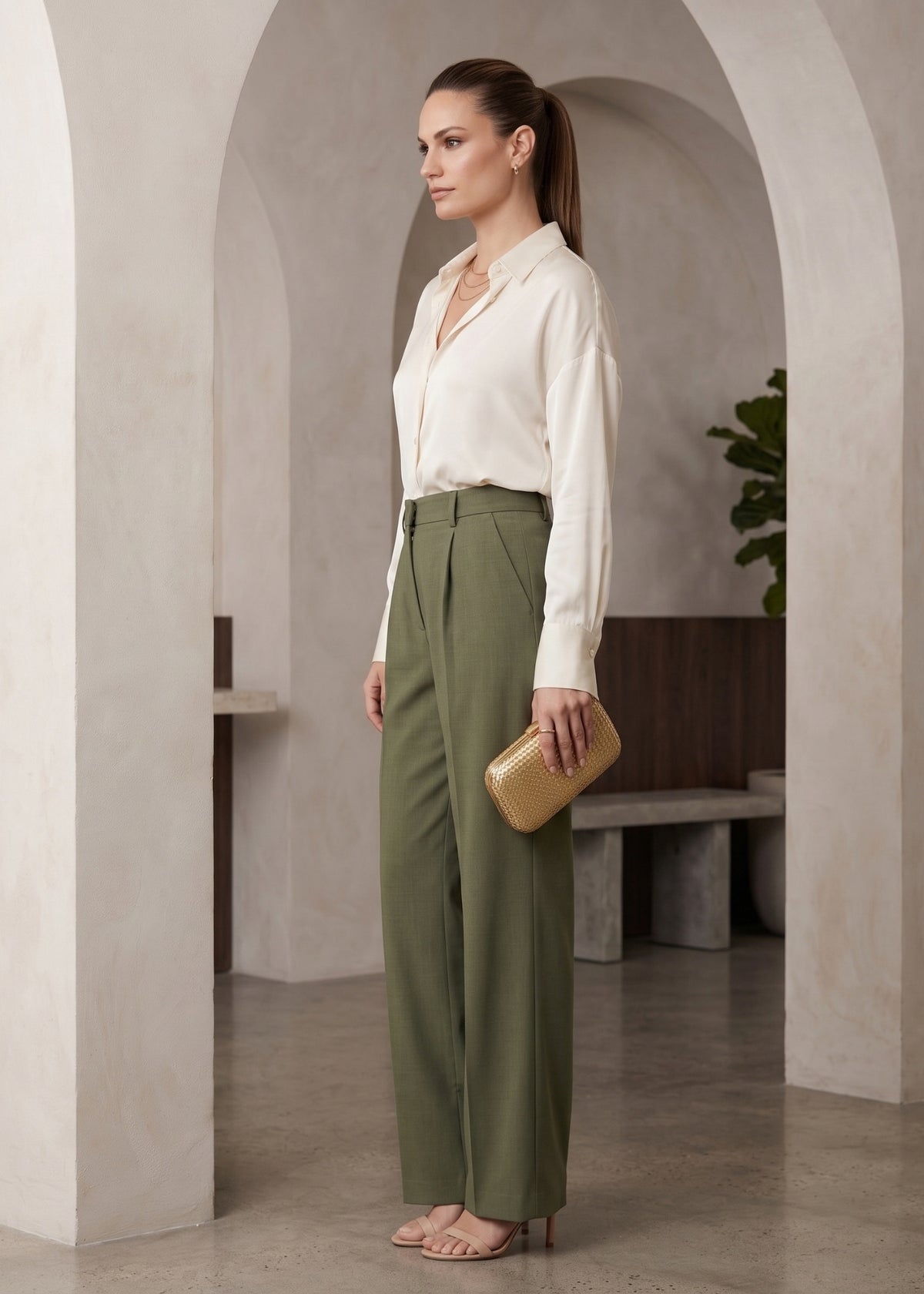 Ivory Oversized Button-Down Shirt for Women