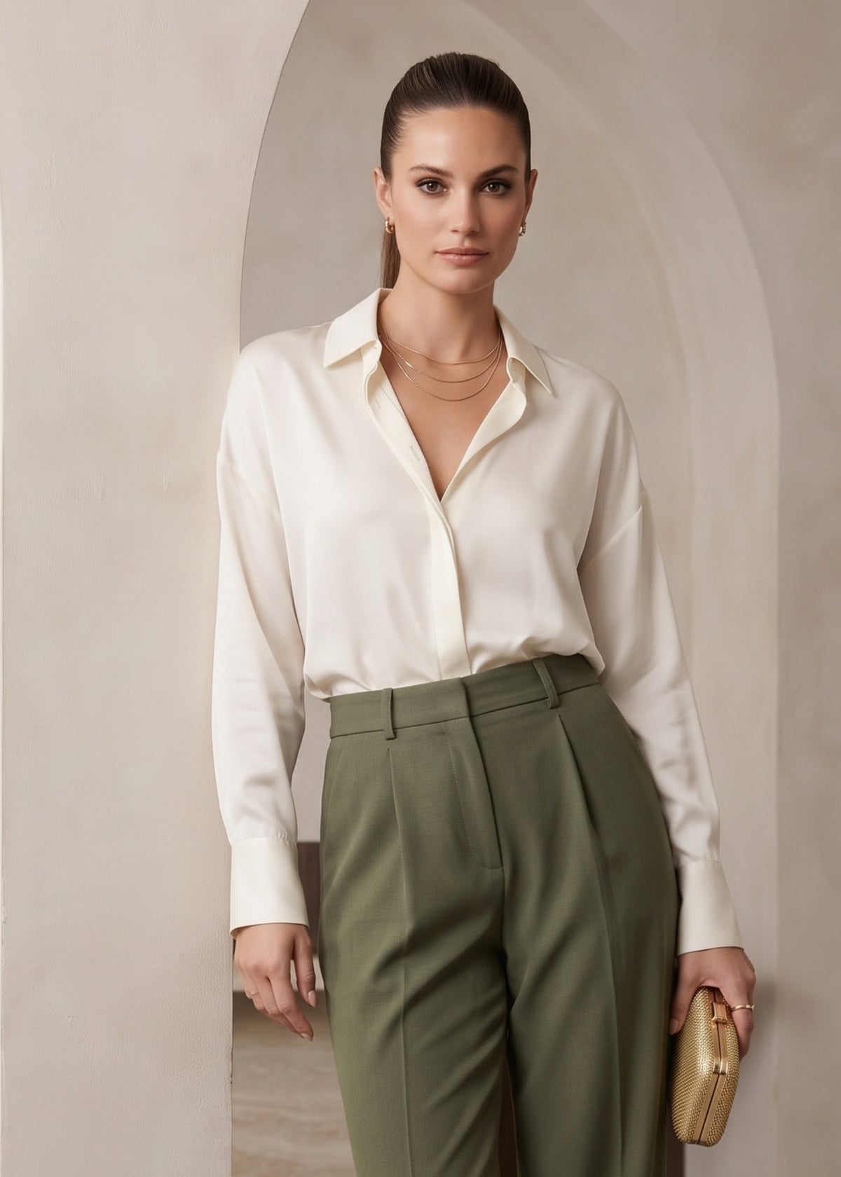 Ivory Oversized Button-Down Shirt for Women