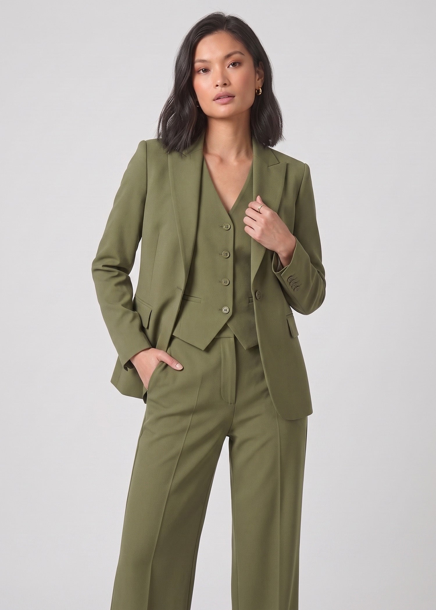Office Wear Formal Suit in Green
