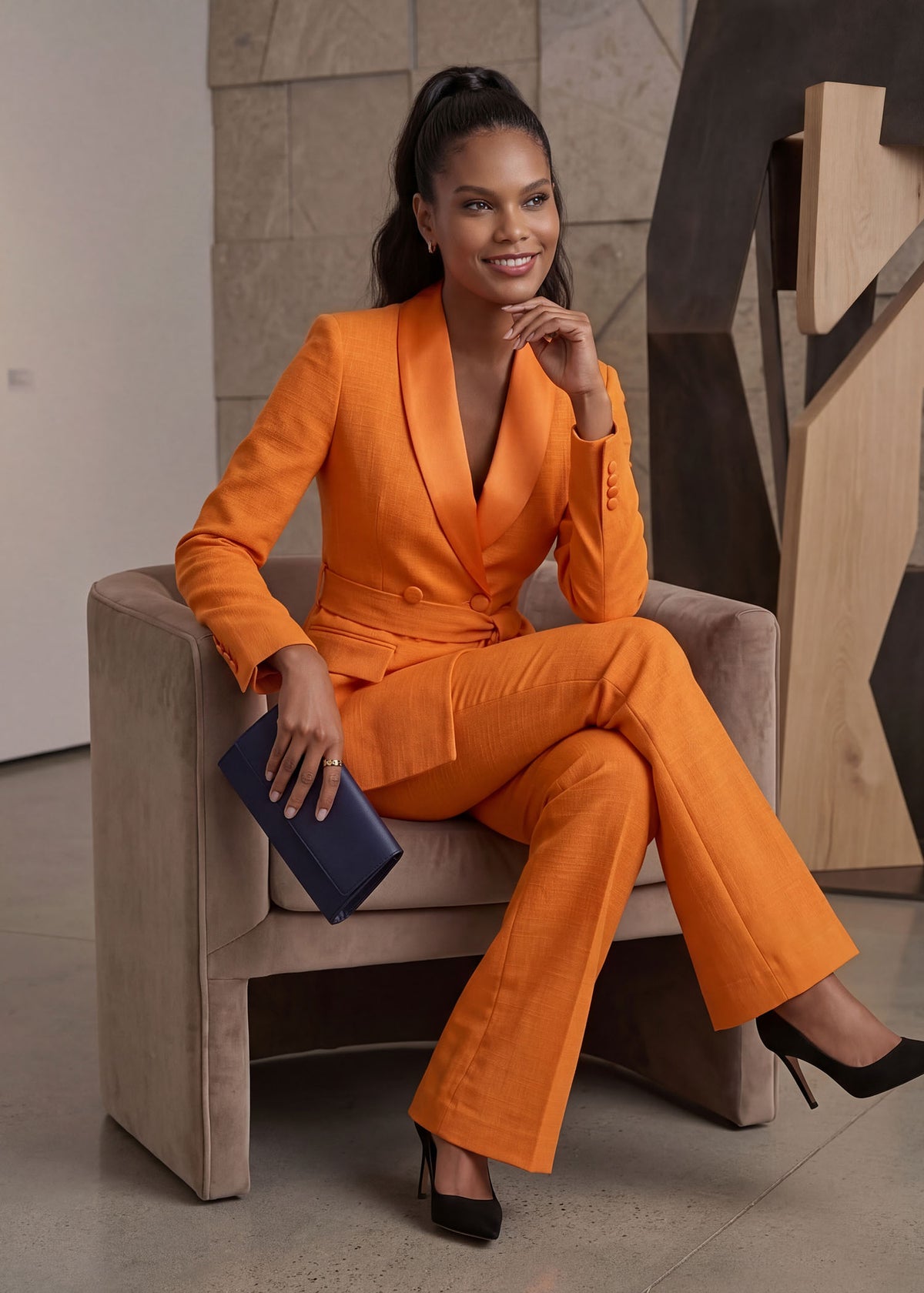Oslo Wide Shawl Lapel Tuxedo in Orange