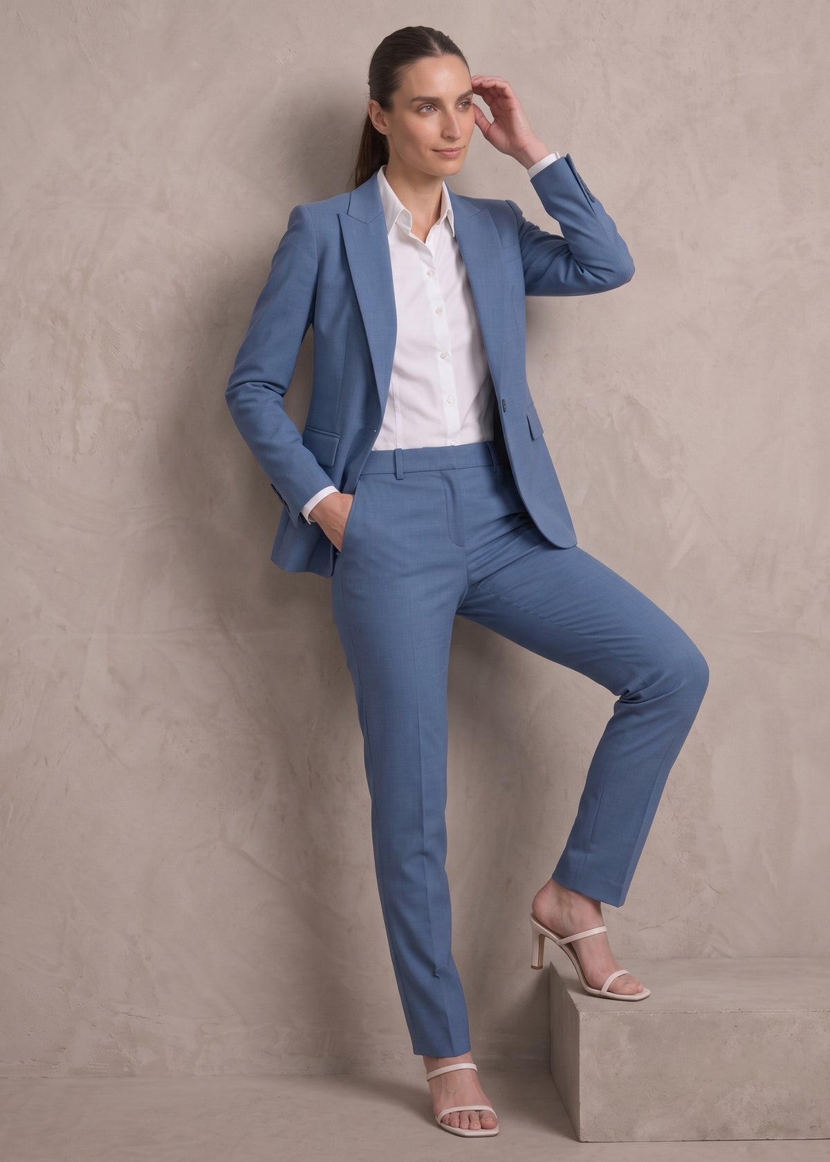 peak lapel two piece business suit 
