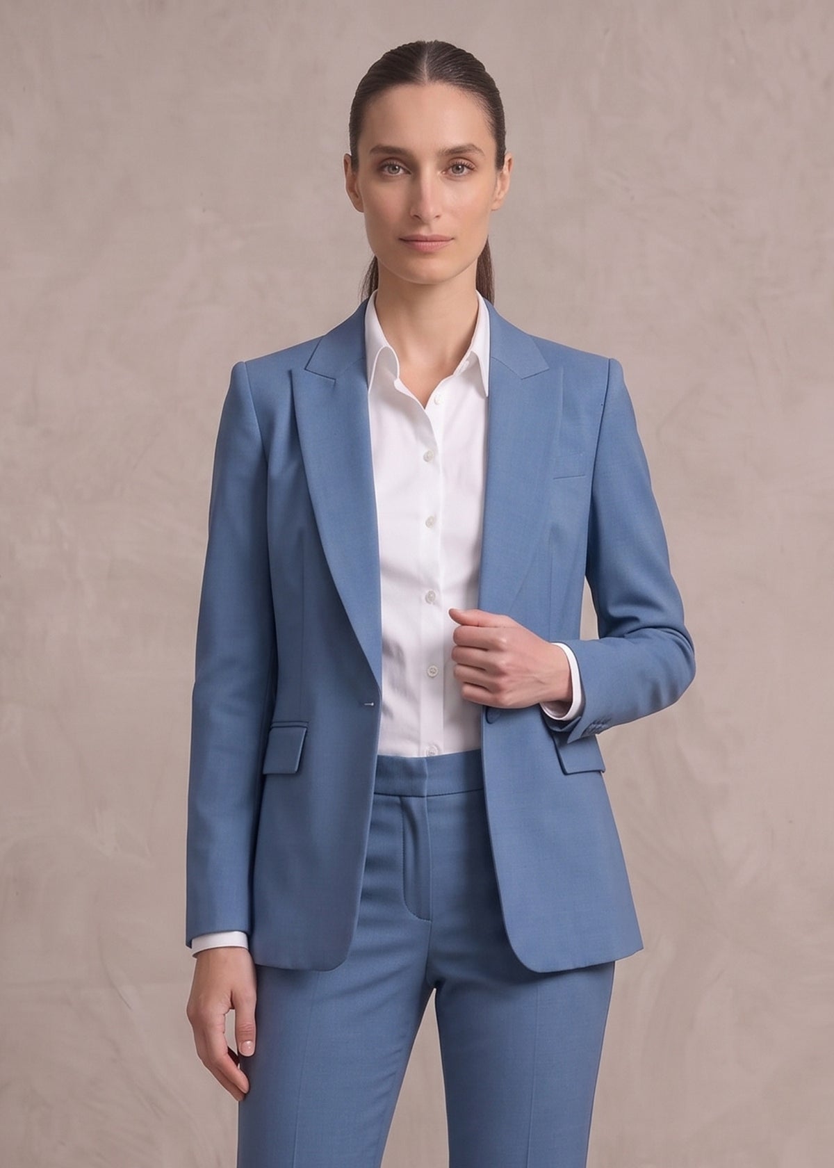 peak lapel two piece business suit 