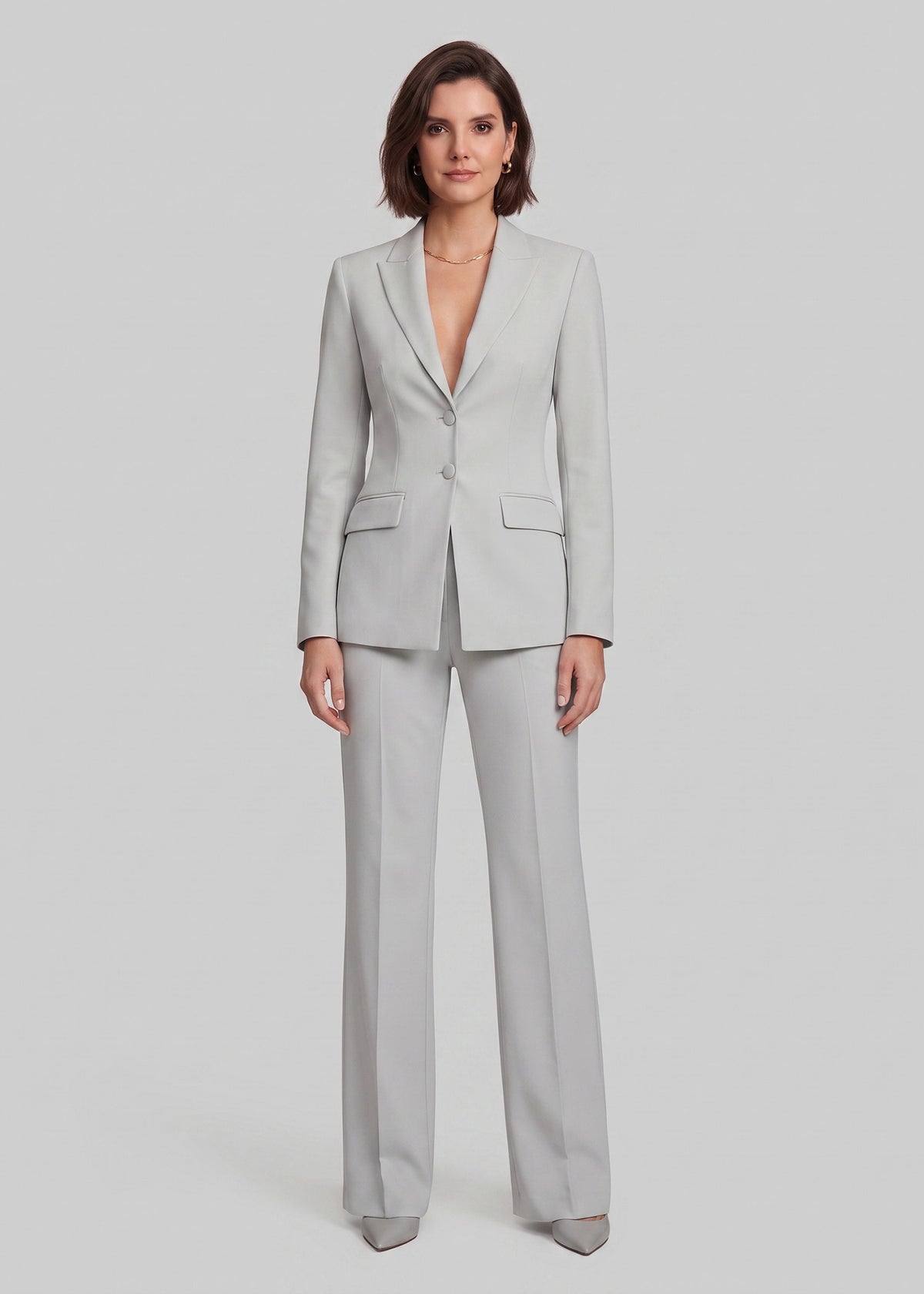 Peak Lapel Office Ready Suit in Grey