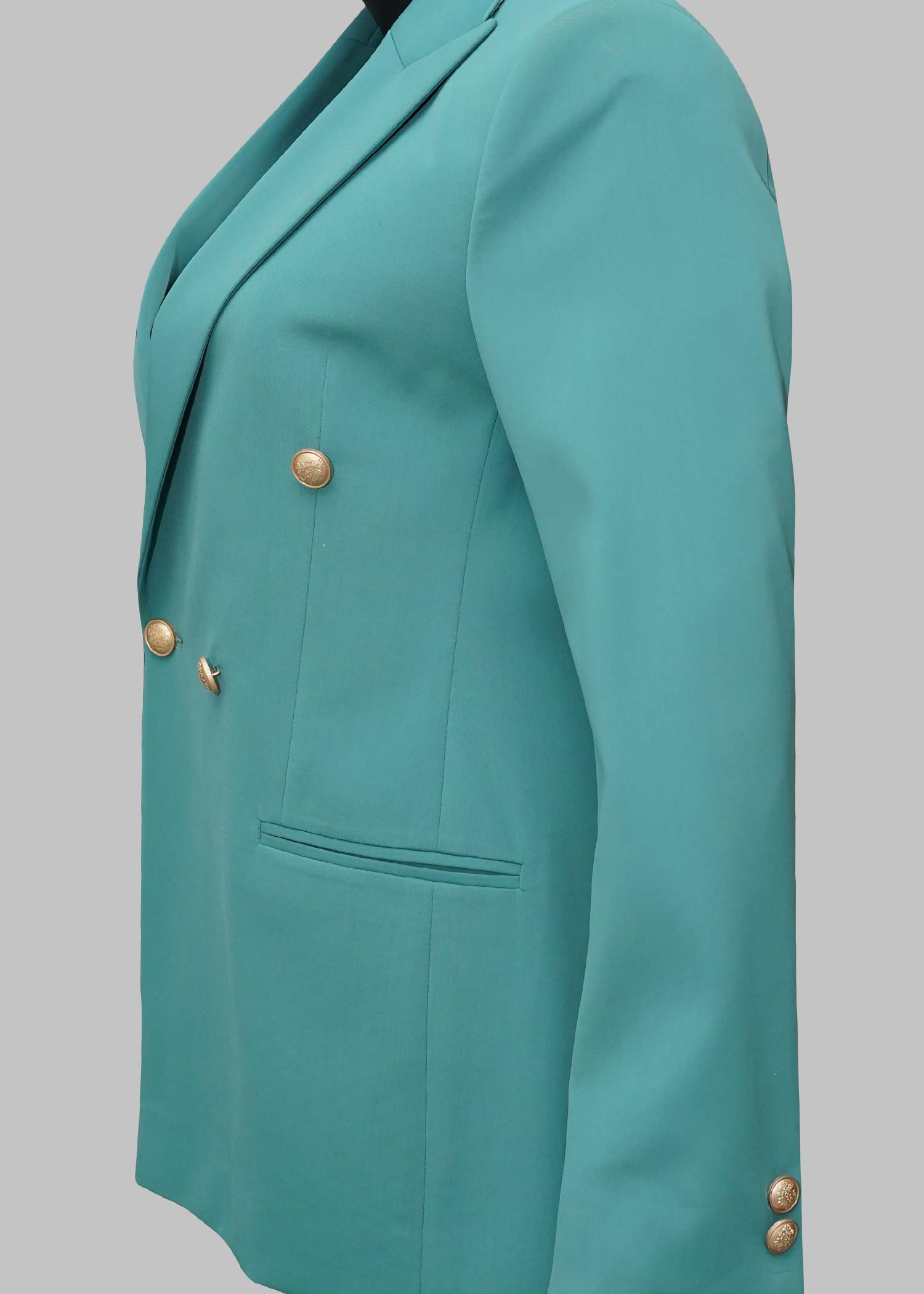 Peak Lapel Suit in Greenish Blue