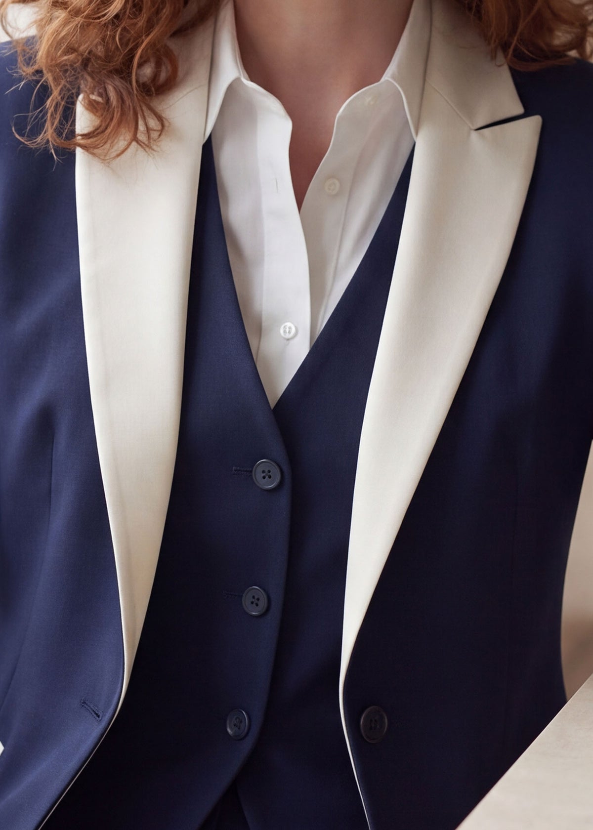 Solenne Peak Lapel Three Piece Tuxedo
