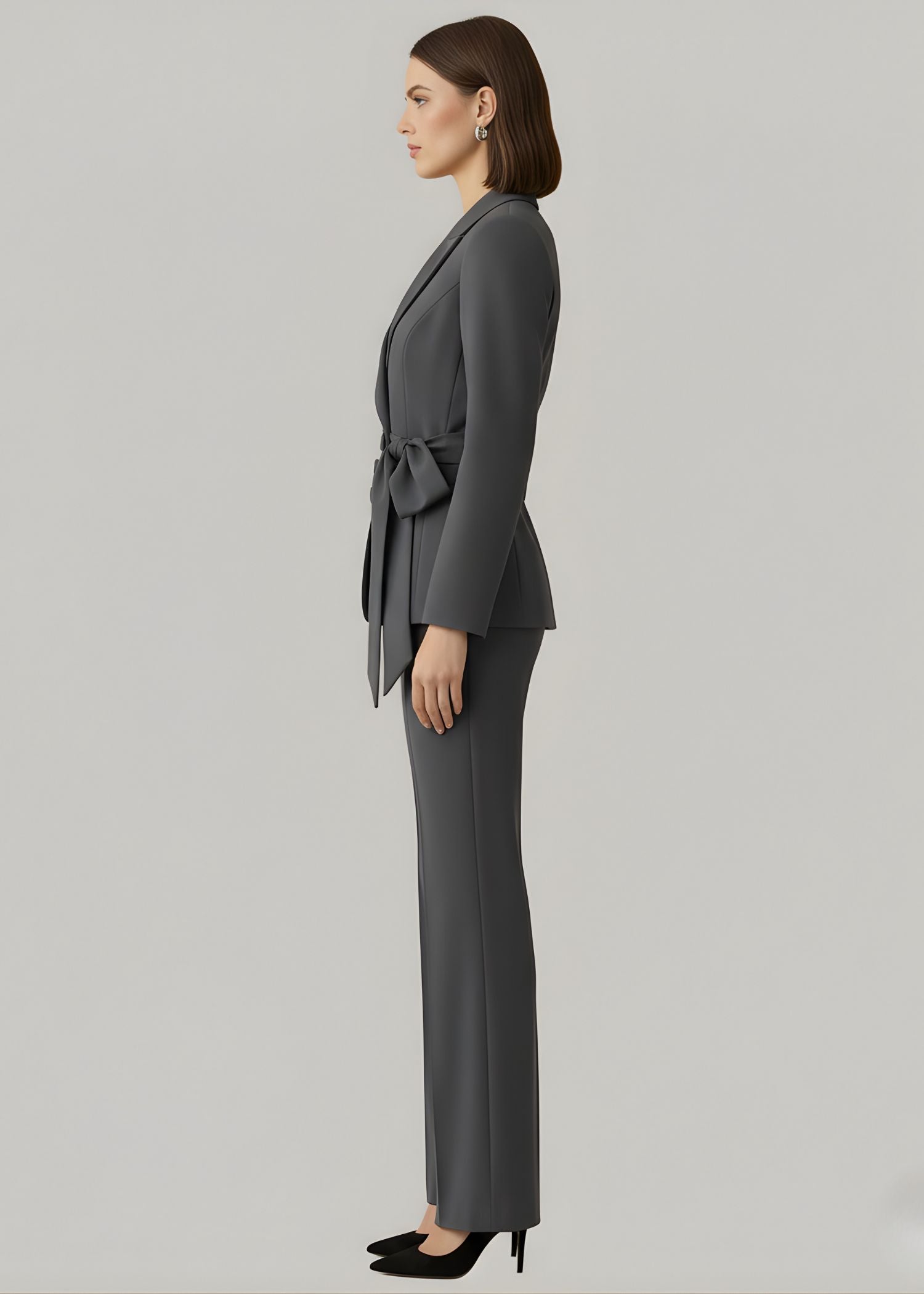 Peak Lapel Wrap style blazer suit