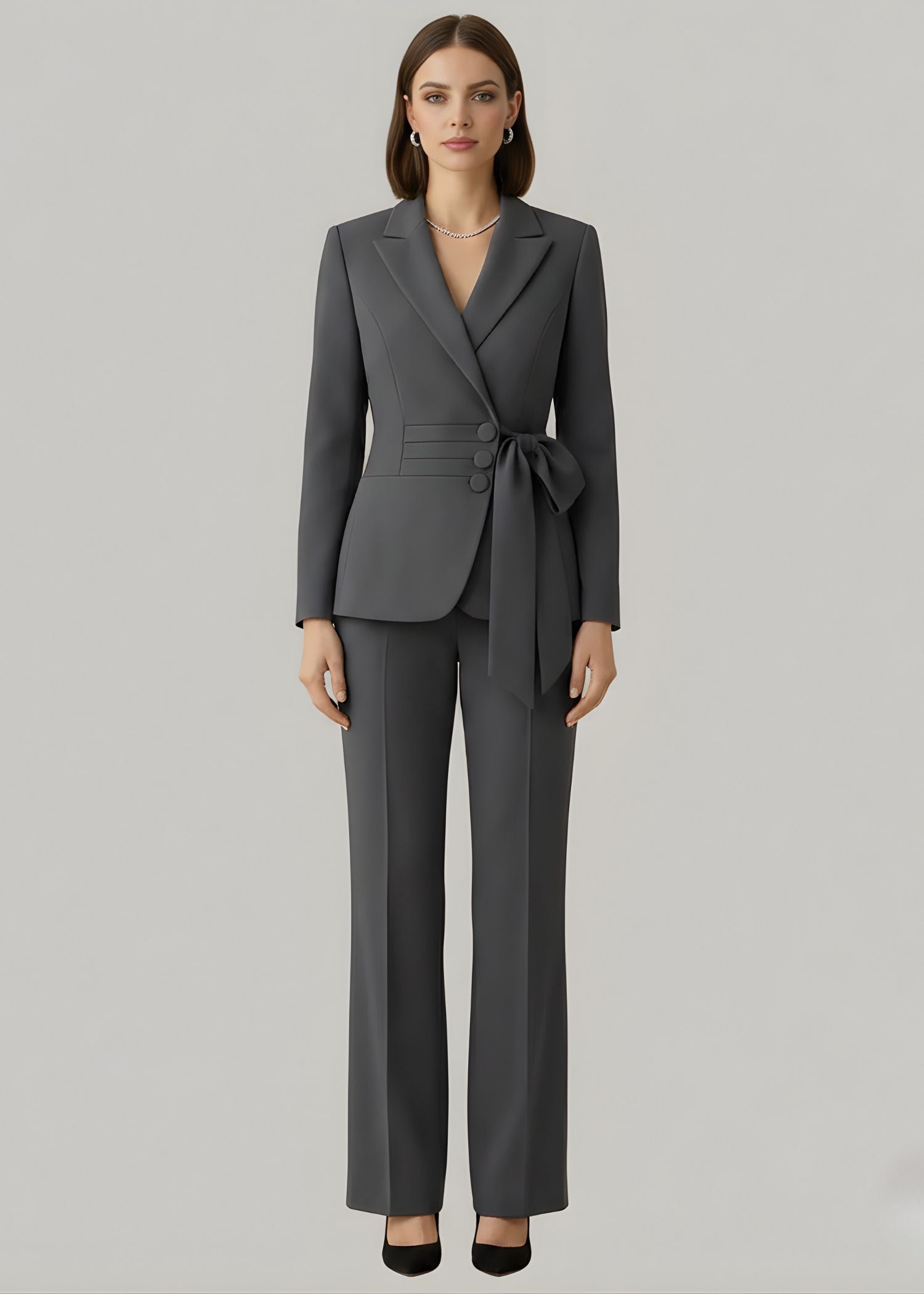 Peak Lapel Wrap style blazer suit