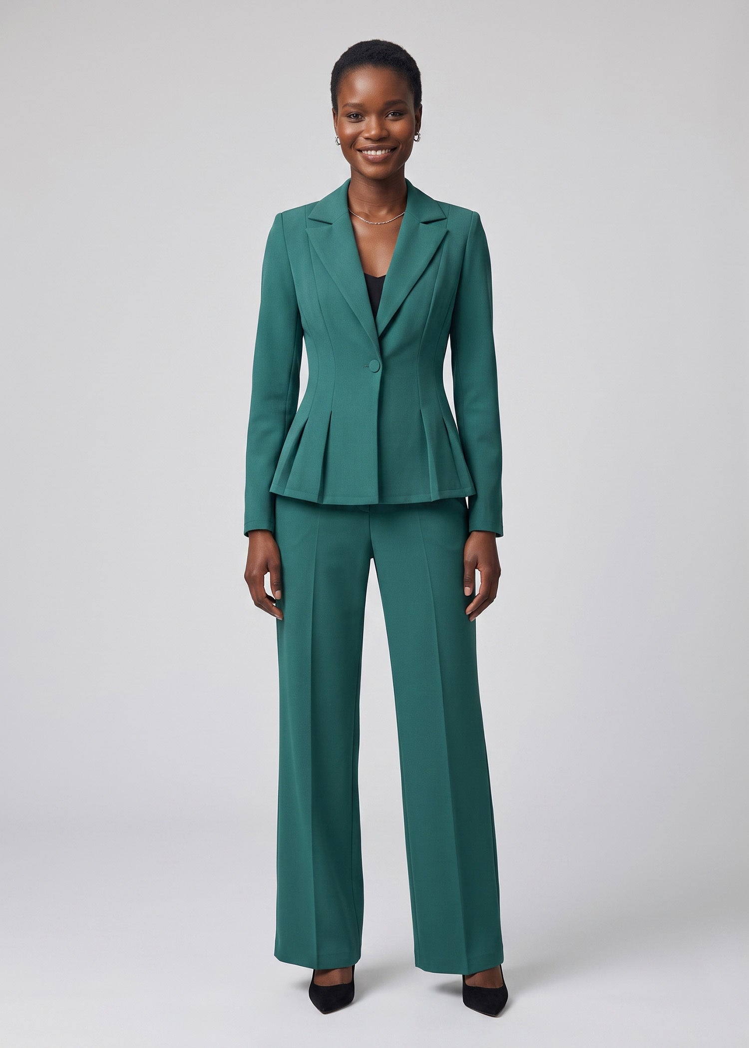 Peplum Executive Office Suit in Deep Green