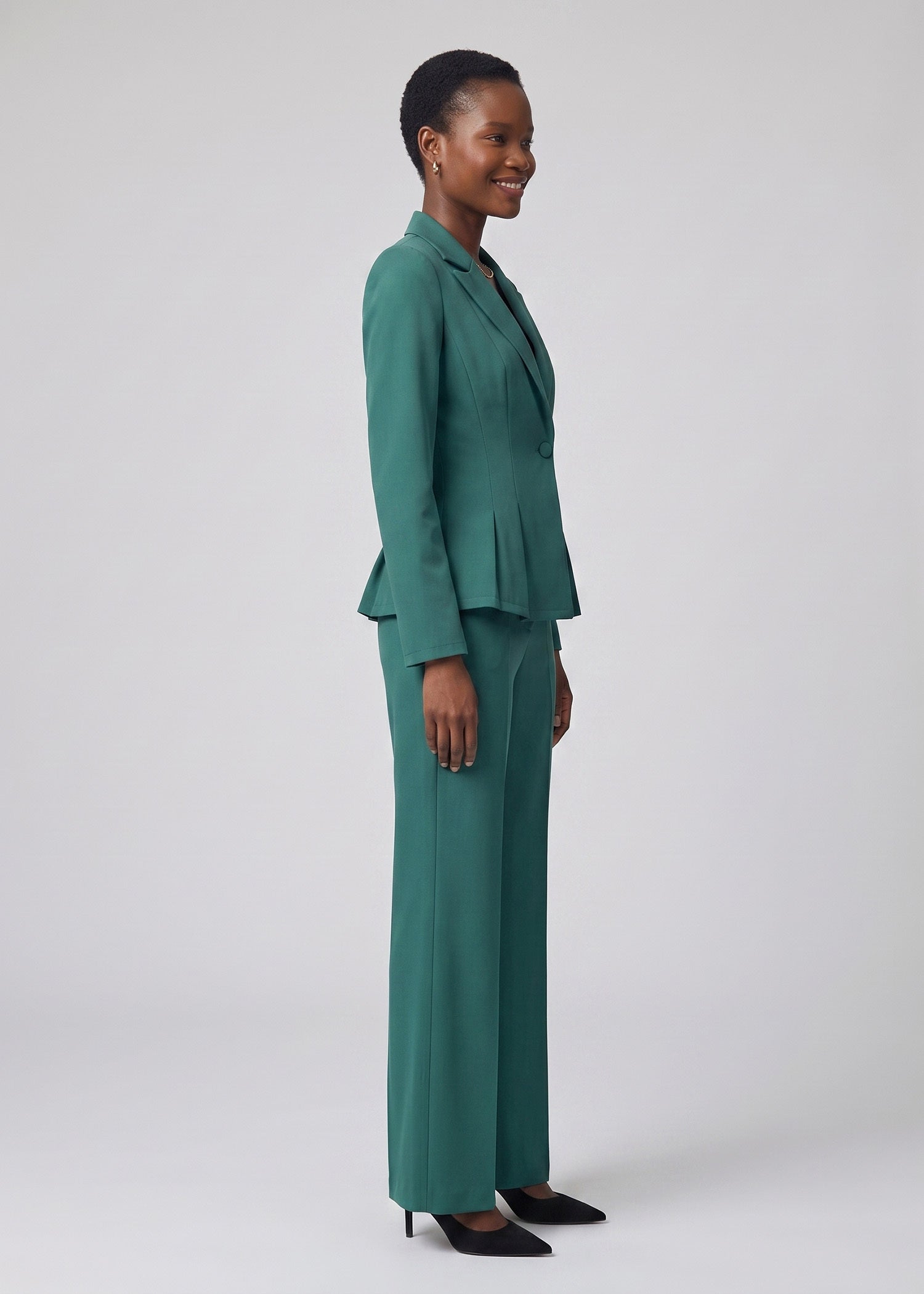 Peplum Suit in Deep Green