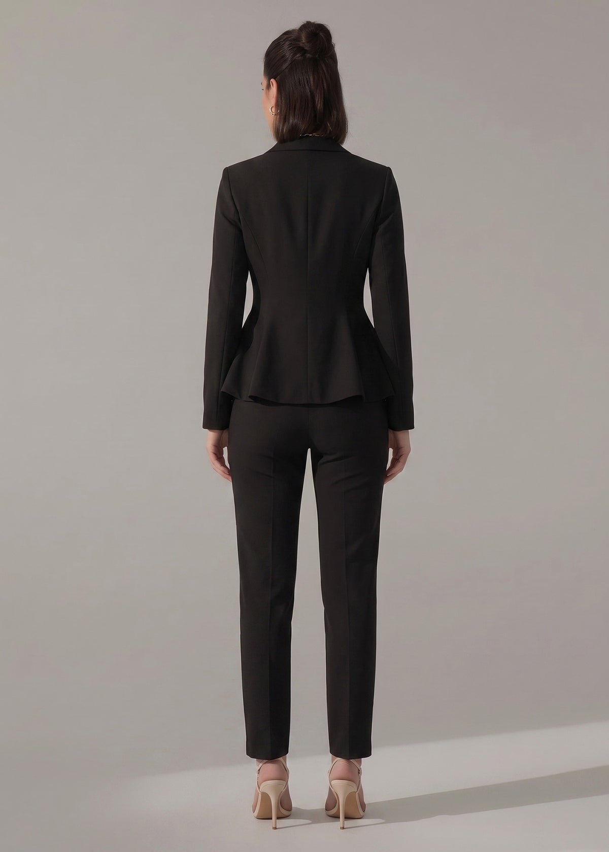 Peplum Suit in Midnight Black